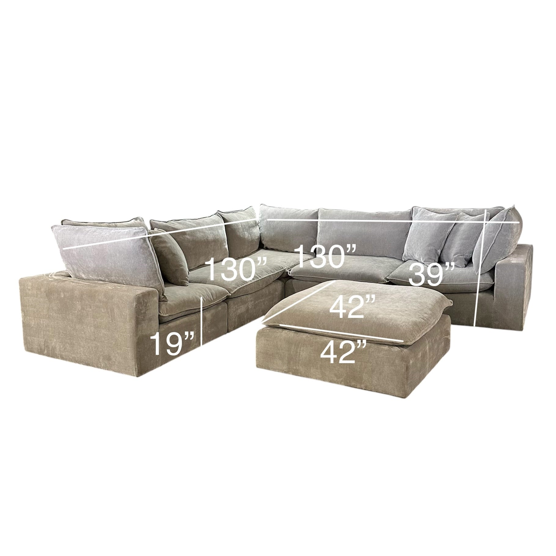 Serene 6-piece Fabric Modular Sectional, Taupe