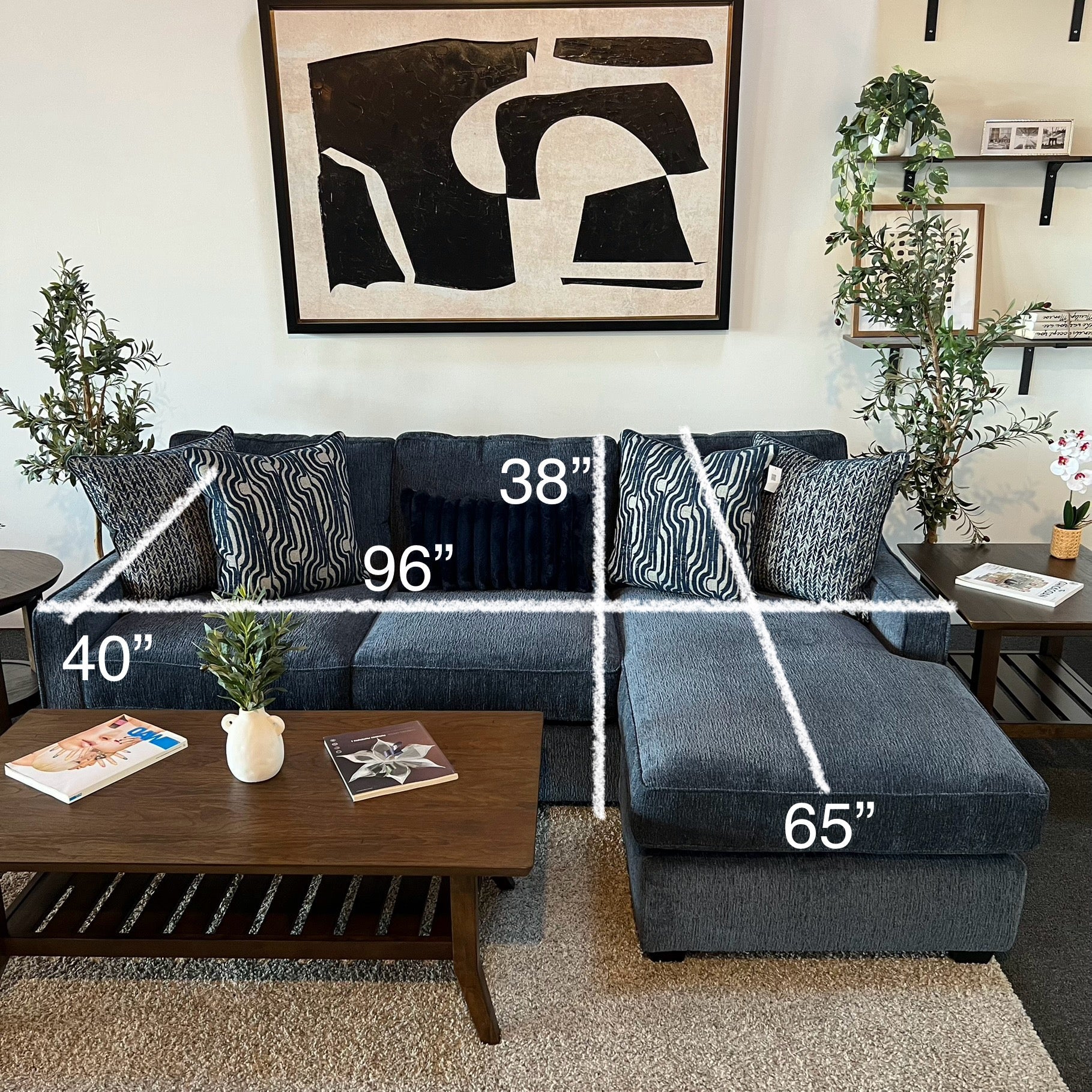Michigan Sectional Sofa With Reversible Chaise in Blue