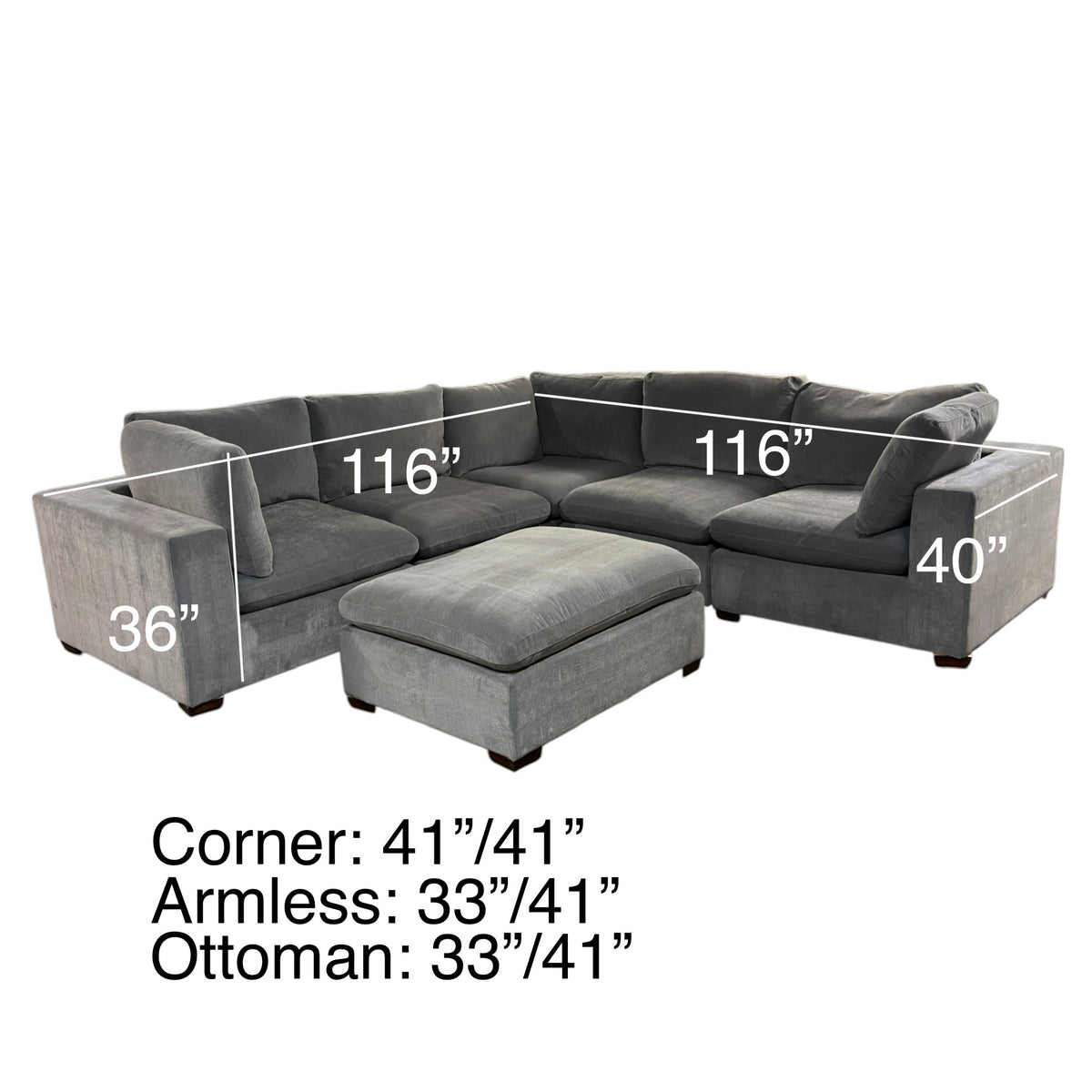 6 Piece Modular Sectional in Gray
