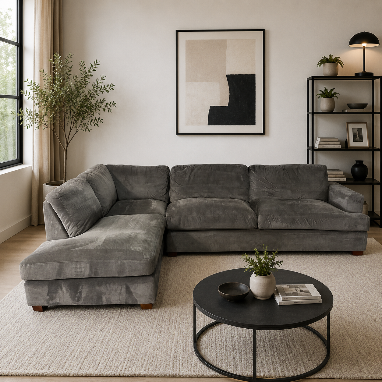 Sectional with Left Bumper Chaise in Gray
