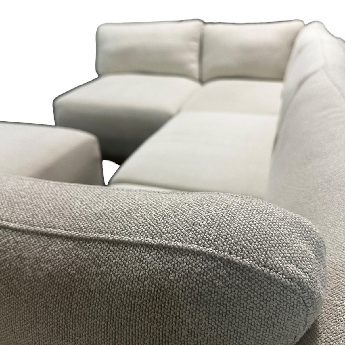 5 Piece Modular Sectional with Wooden Base in Cream