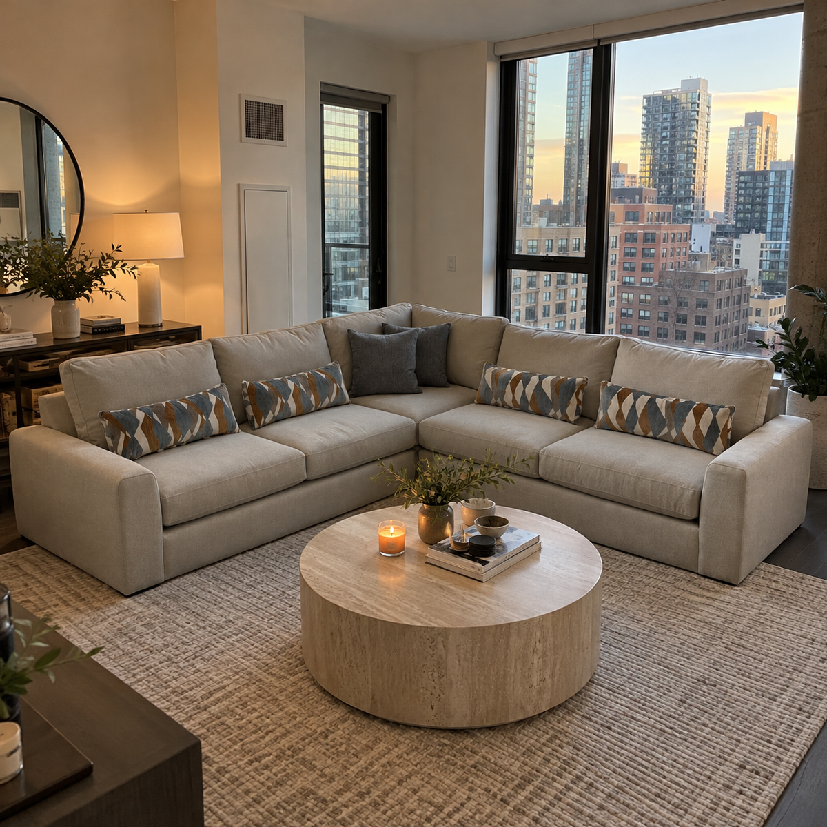 Savelle Corner Sectional Sofa in Cream