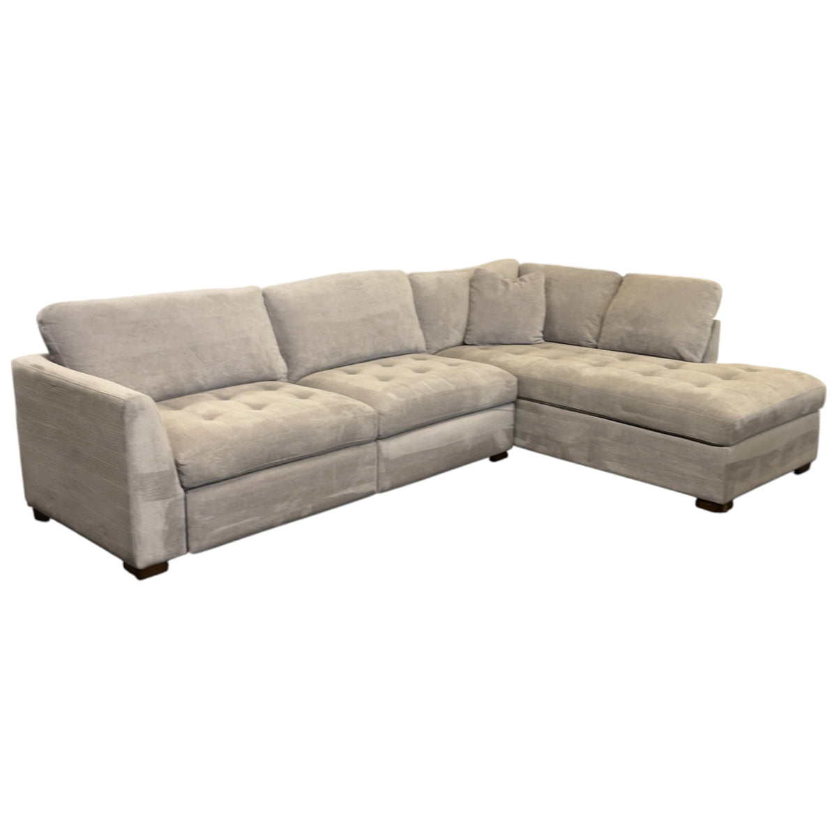 Refurbished Right Arm Facing Bumper Chaise Sectional with Electric Footrest Recliners