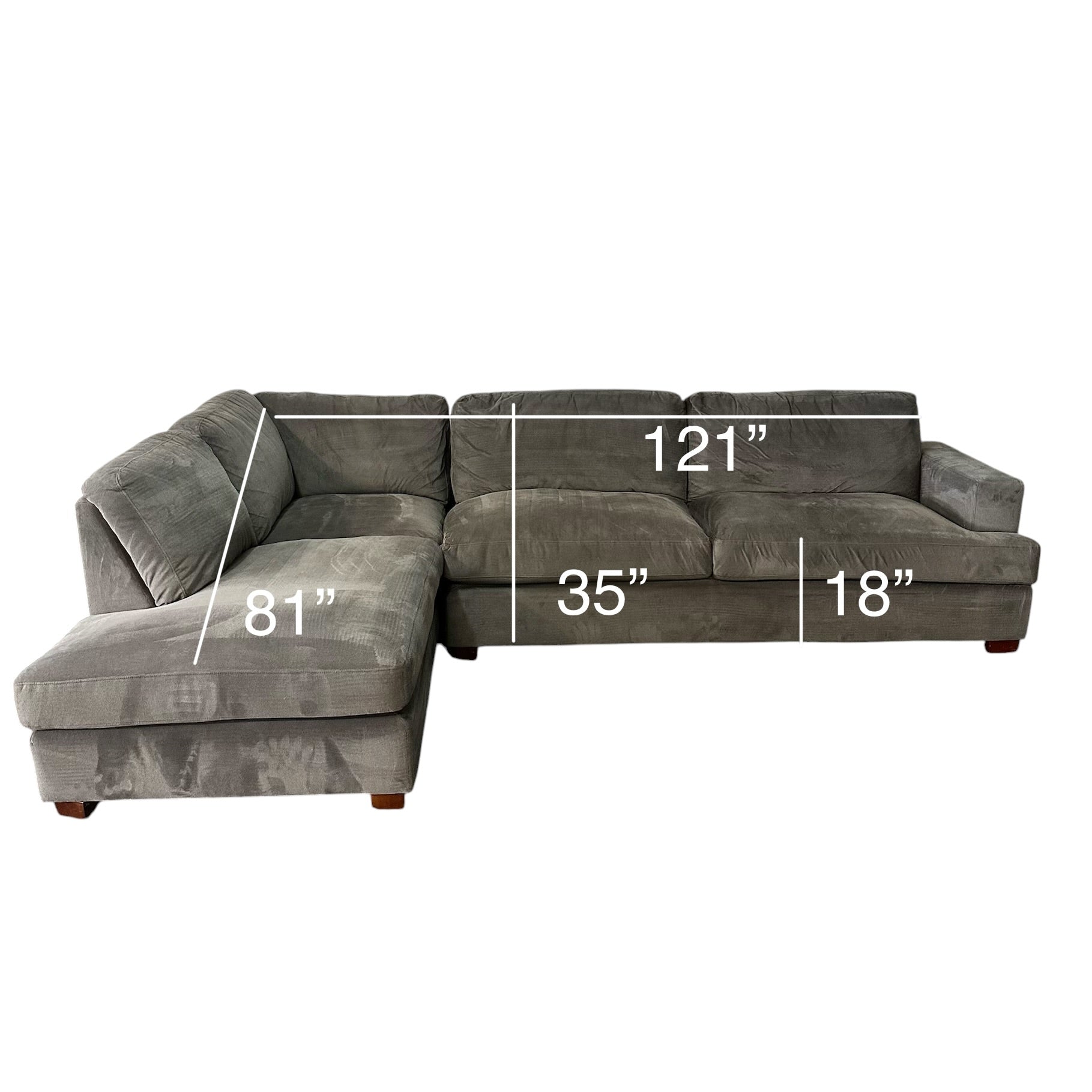 Sectional with Left Bumper Chaise in Gray