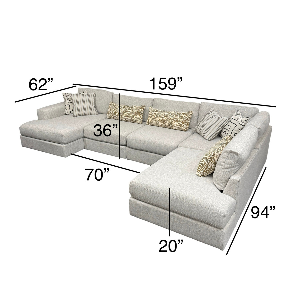 Mason Modular U- Shape Sectional with RAF Bumper Chaise