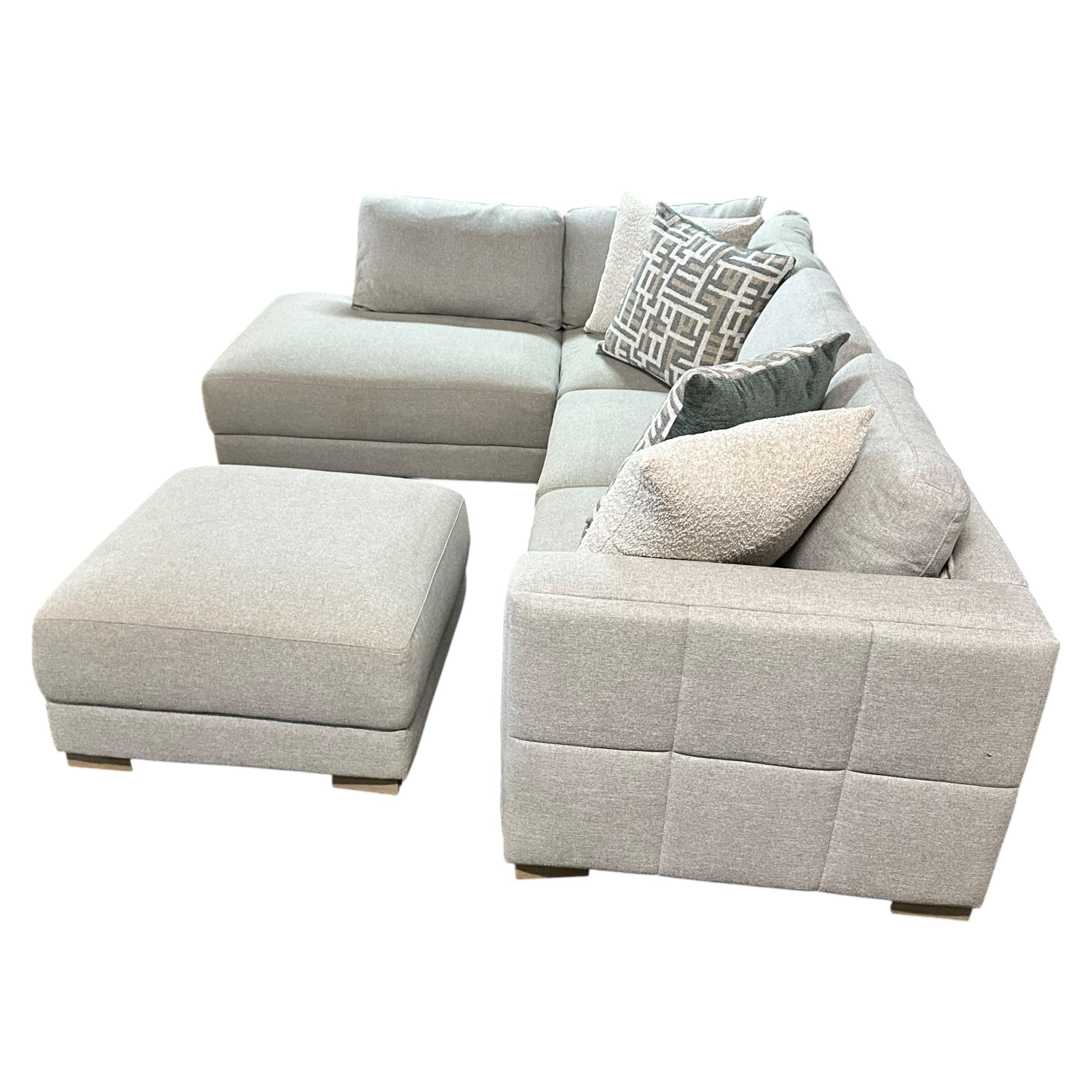 Sectional with LAF Bumper Chaise and Matching Ottoman in Gray