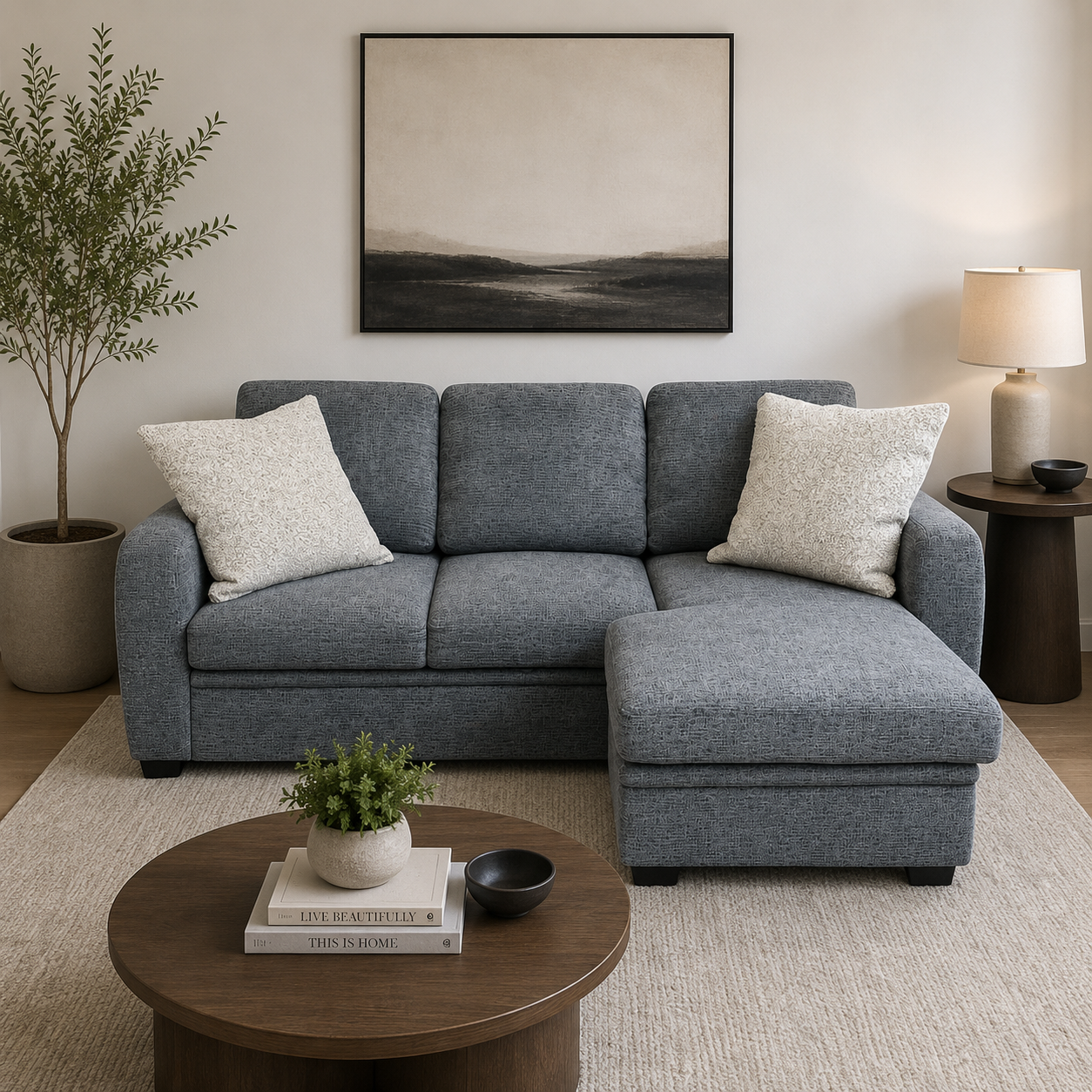 Sectional with Reversible Storage Chaise in Gray