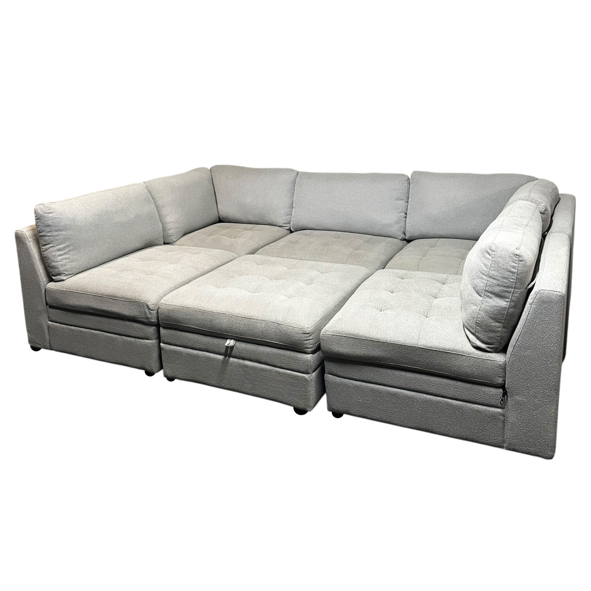 Modular 6 Pc Tufted Sectional in Gray