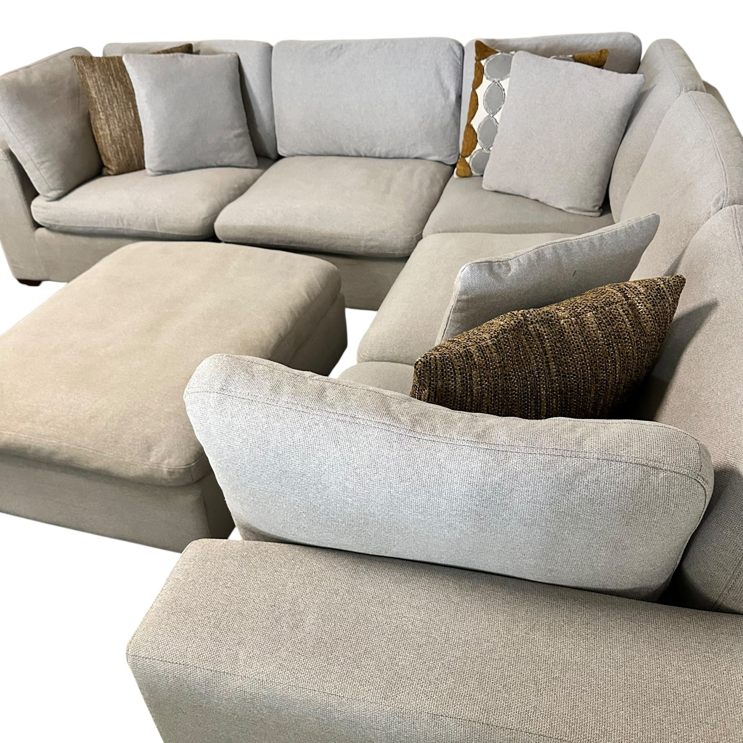 Modular 6-Piece Sectional Cloud Couch with Matching Ottoman