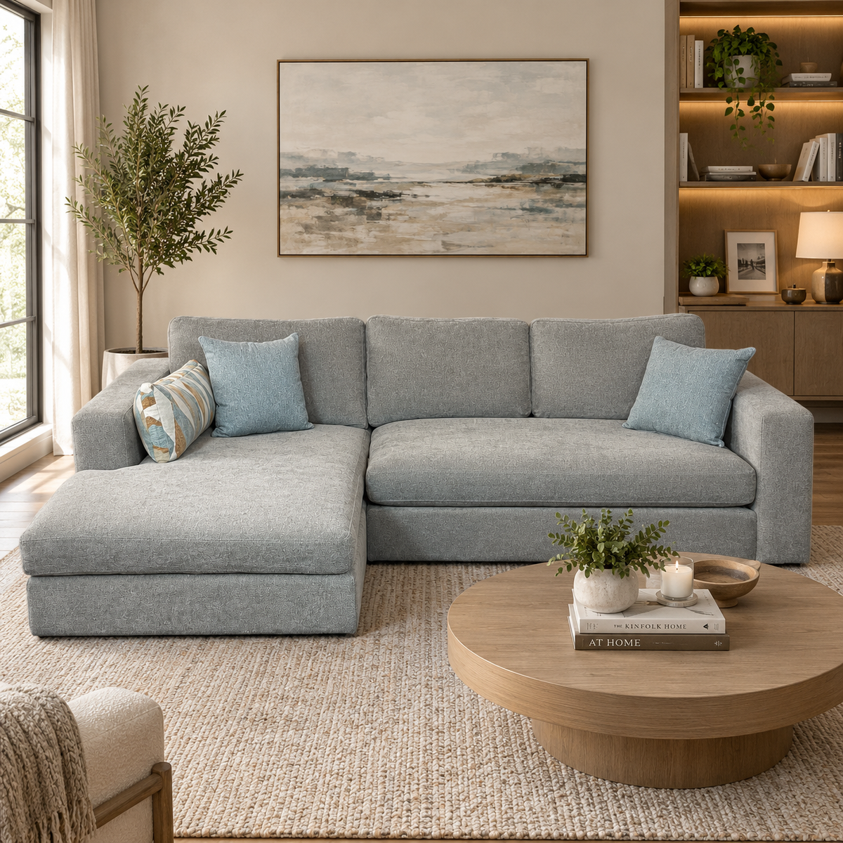 2 Piece Left Arm Facing Chaise Sectional in Gray