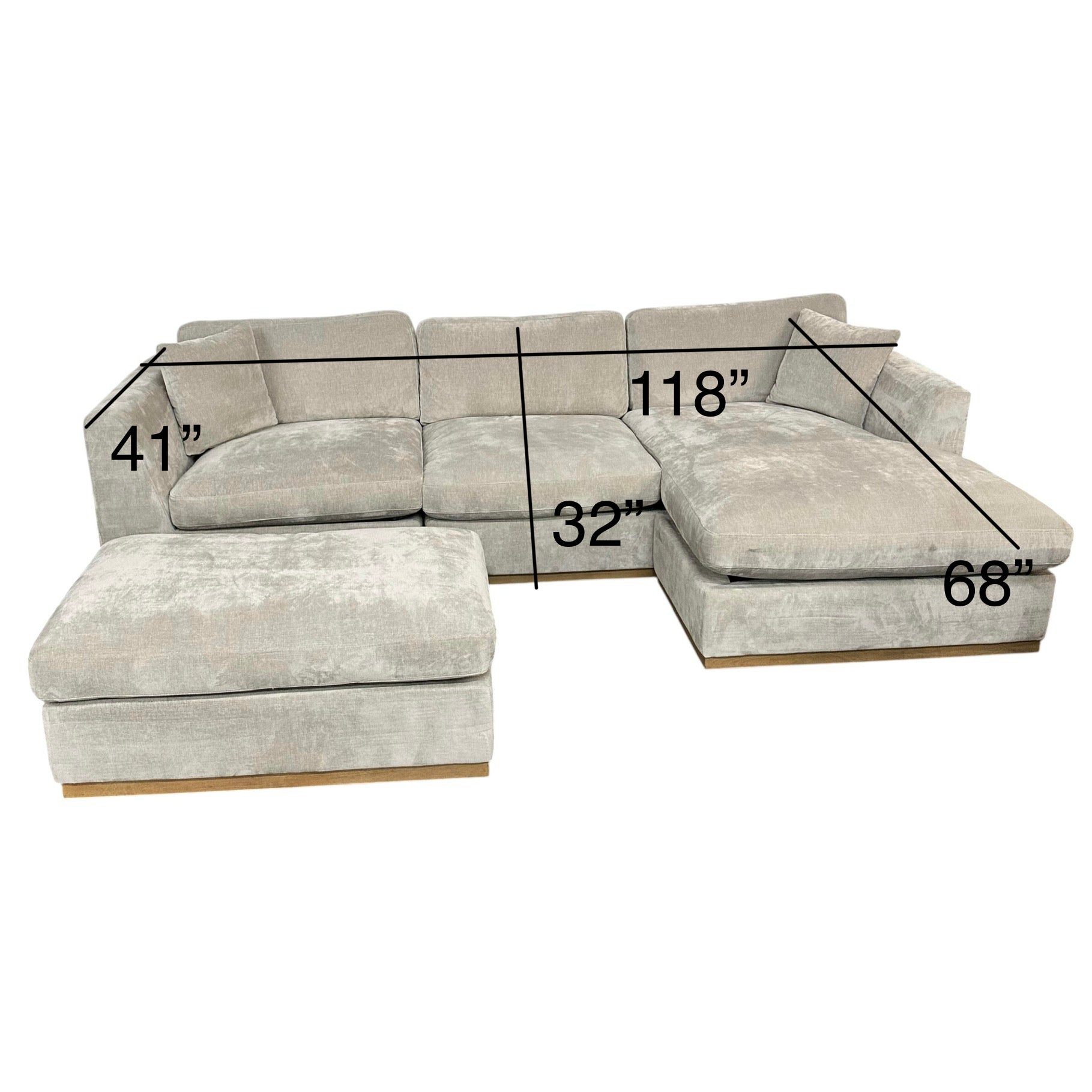 Sectional with Reversible Chaise and Ottoman in Gray