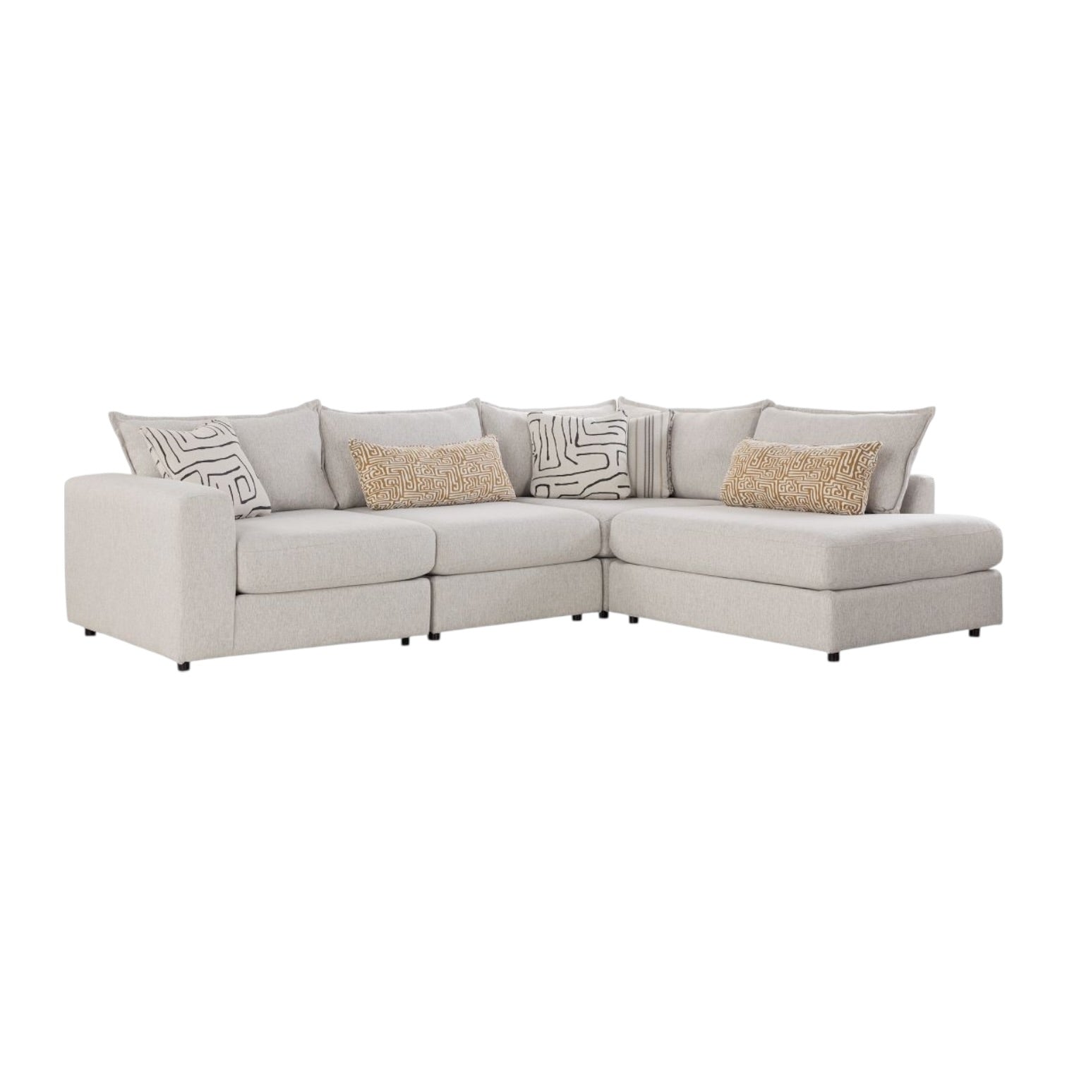 Summit Modular 4 Piece Sectional with Right Arm Facing Bumper Chaise