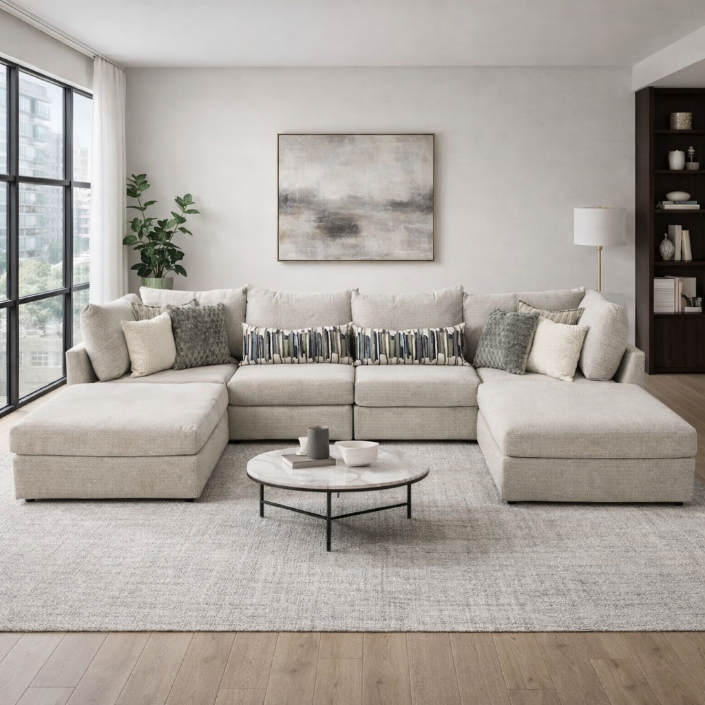 Hudson Modular 6 Piece Double Chaise Sectional