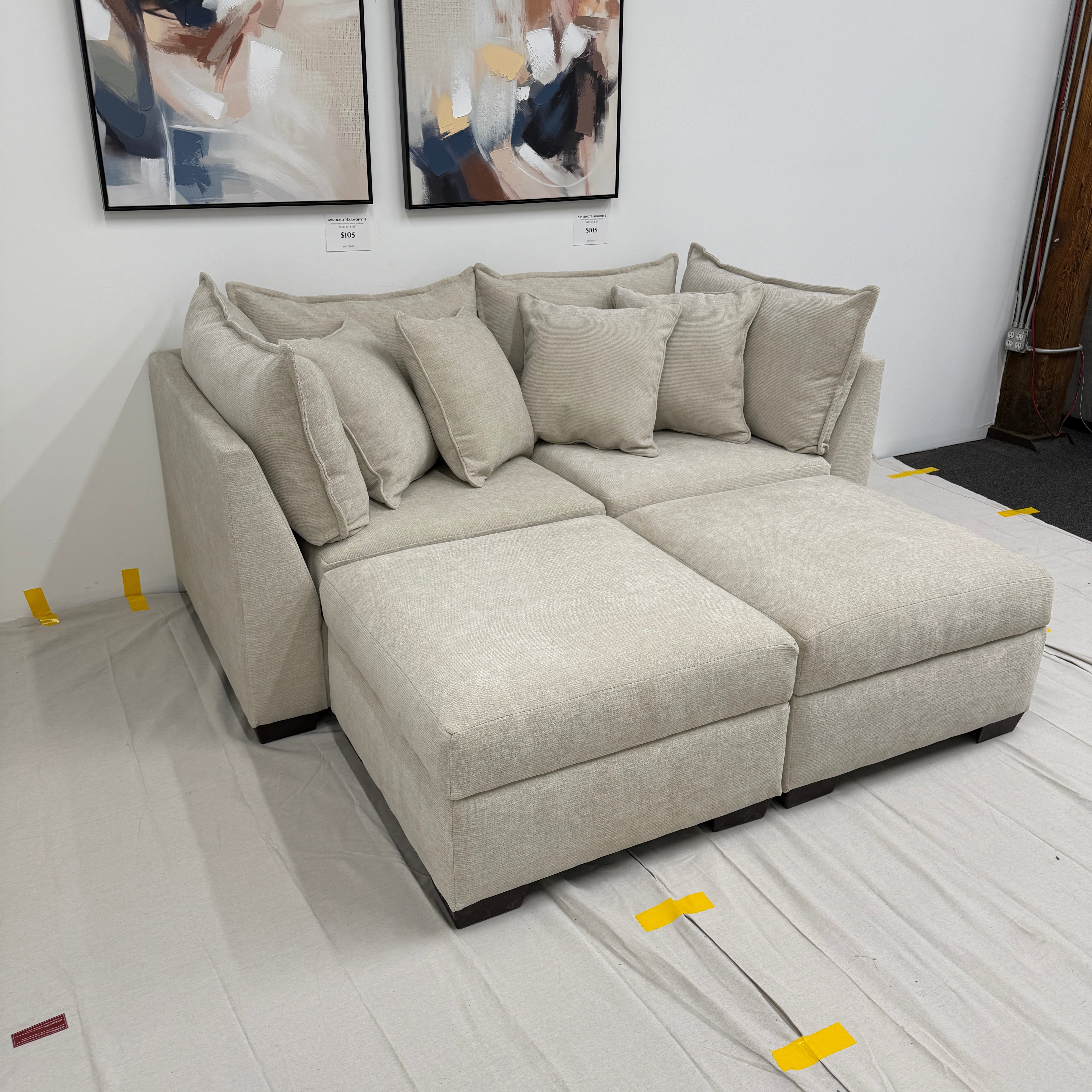 Alina 2 Pc Loveseat with Double Storage Ottomans
