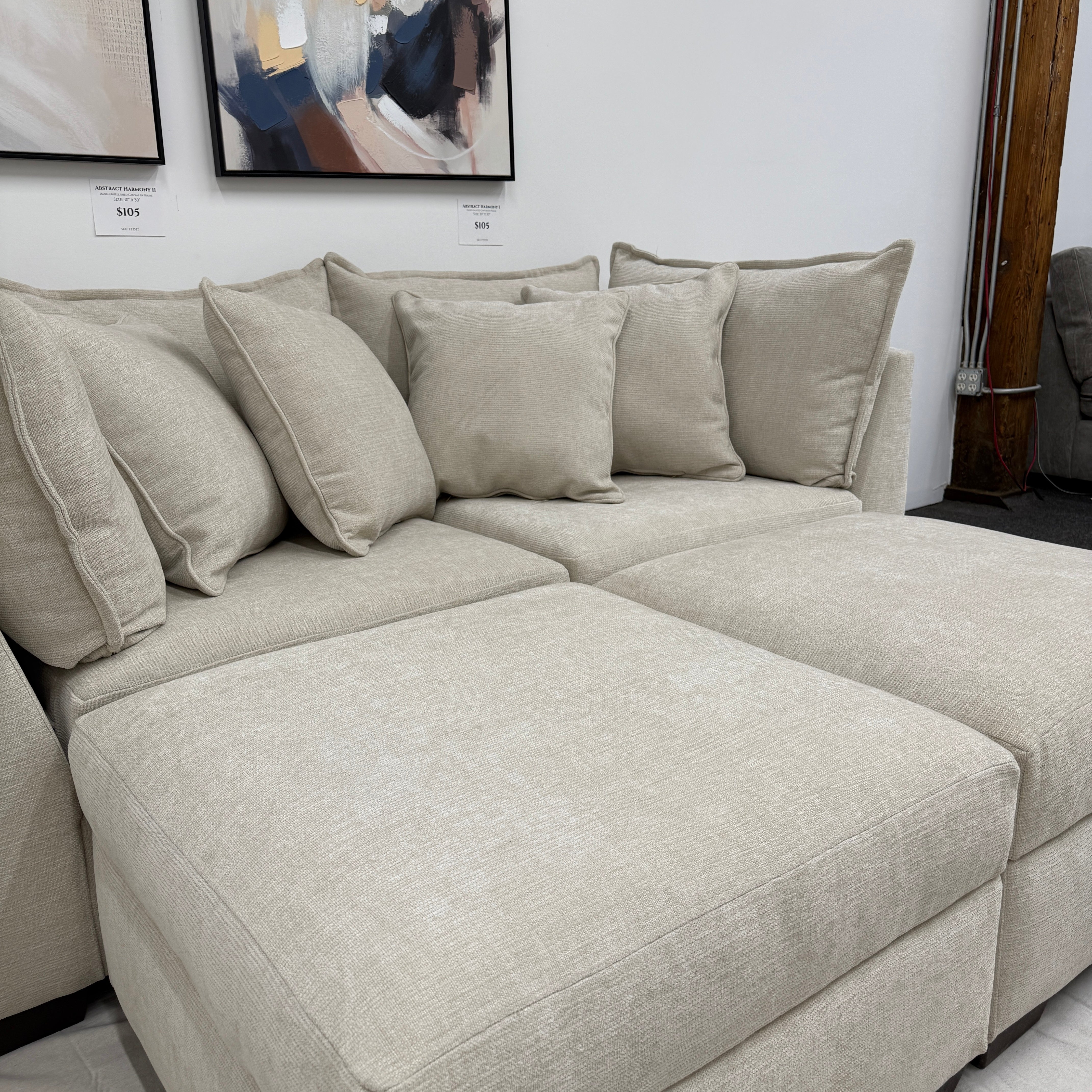 Alina 2 Pc Loveseat with Double Storage Ottomans