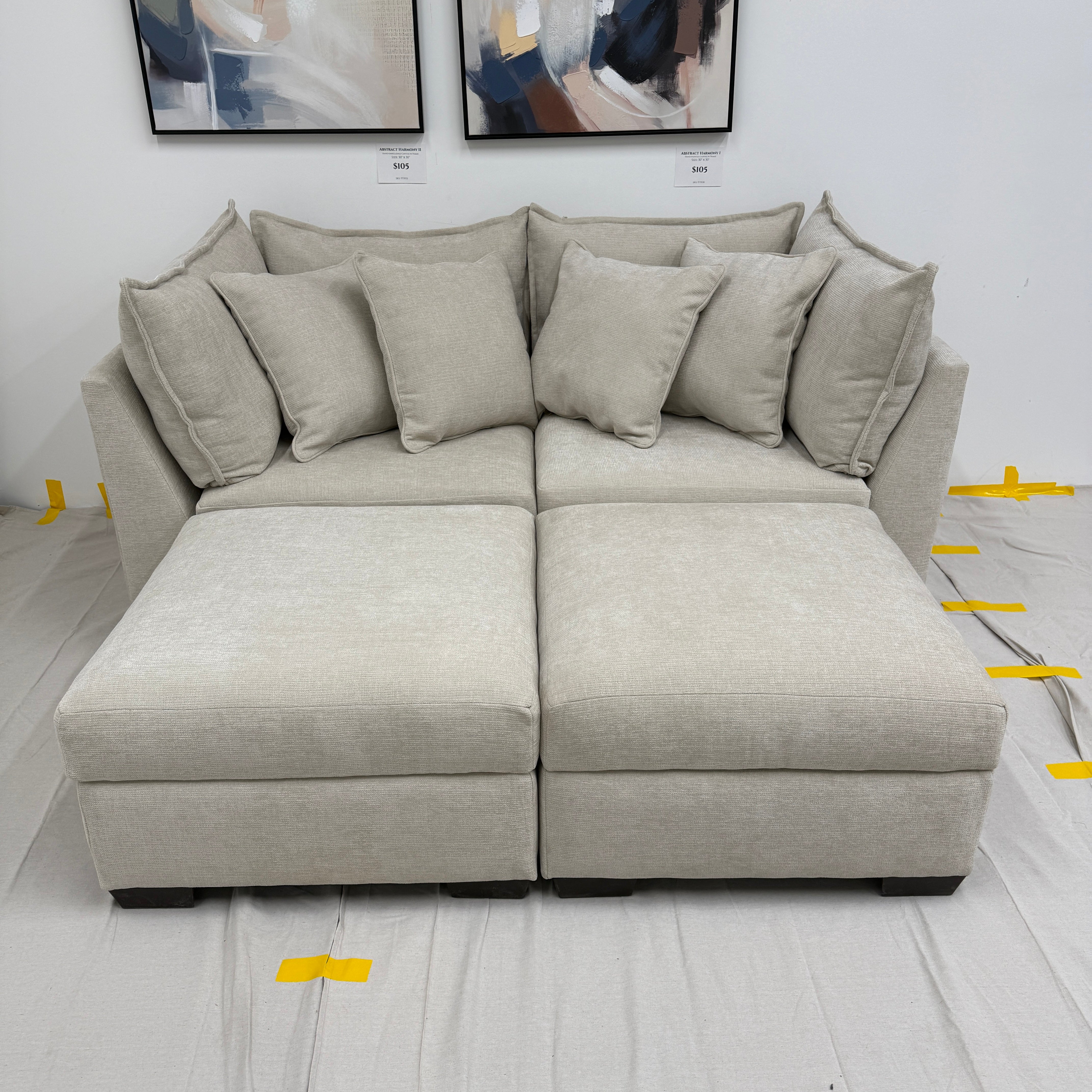 Alina 2 Pc Loveseat with Double Storage Ottomans