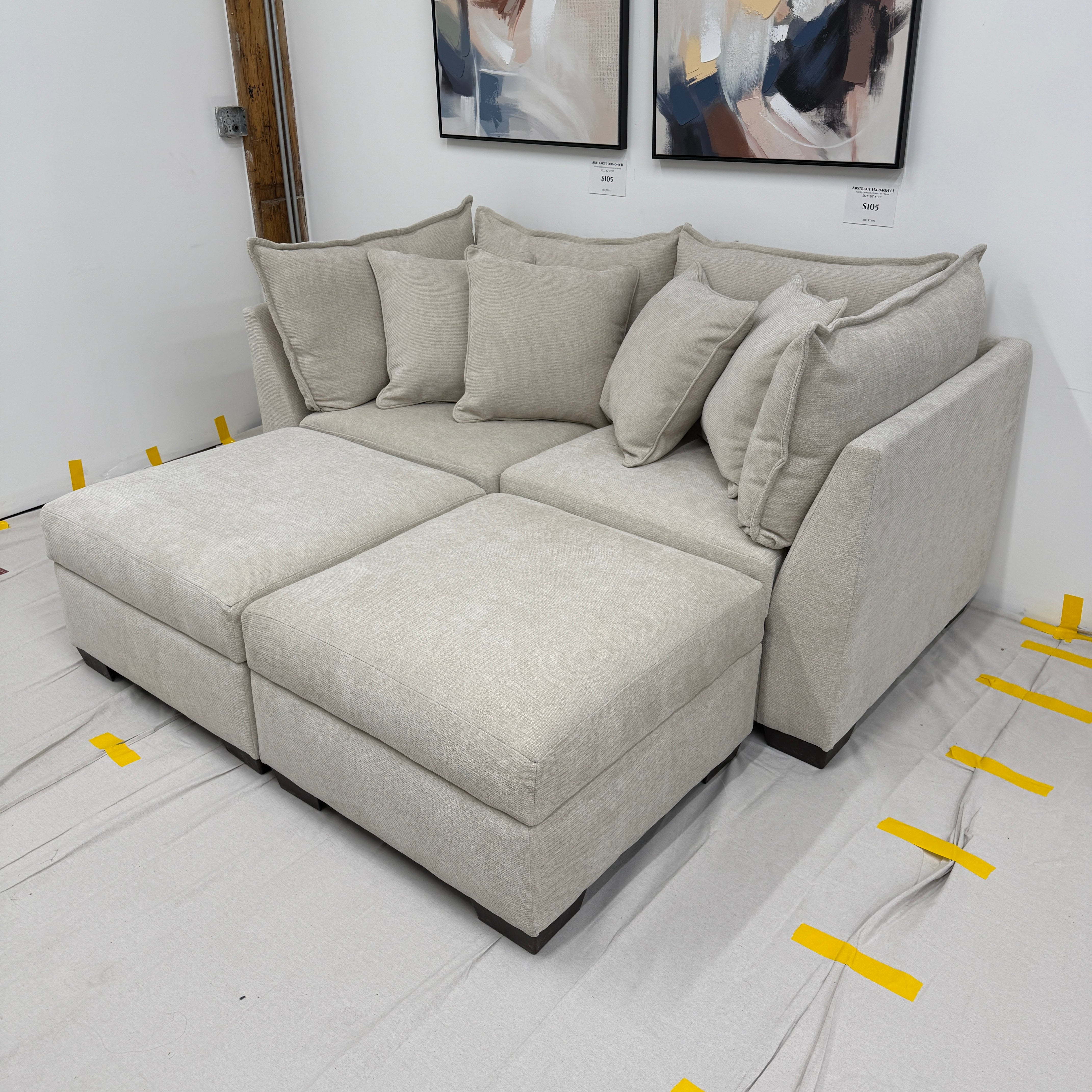 Alina 2 Pc Loveseat with Double Storage Ottomans