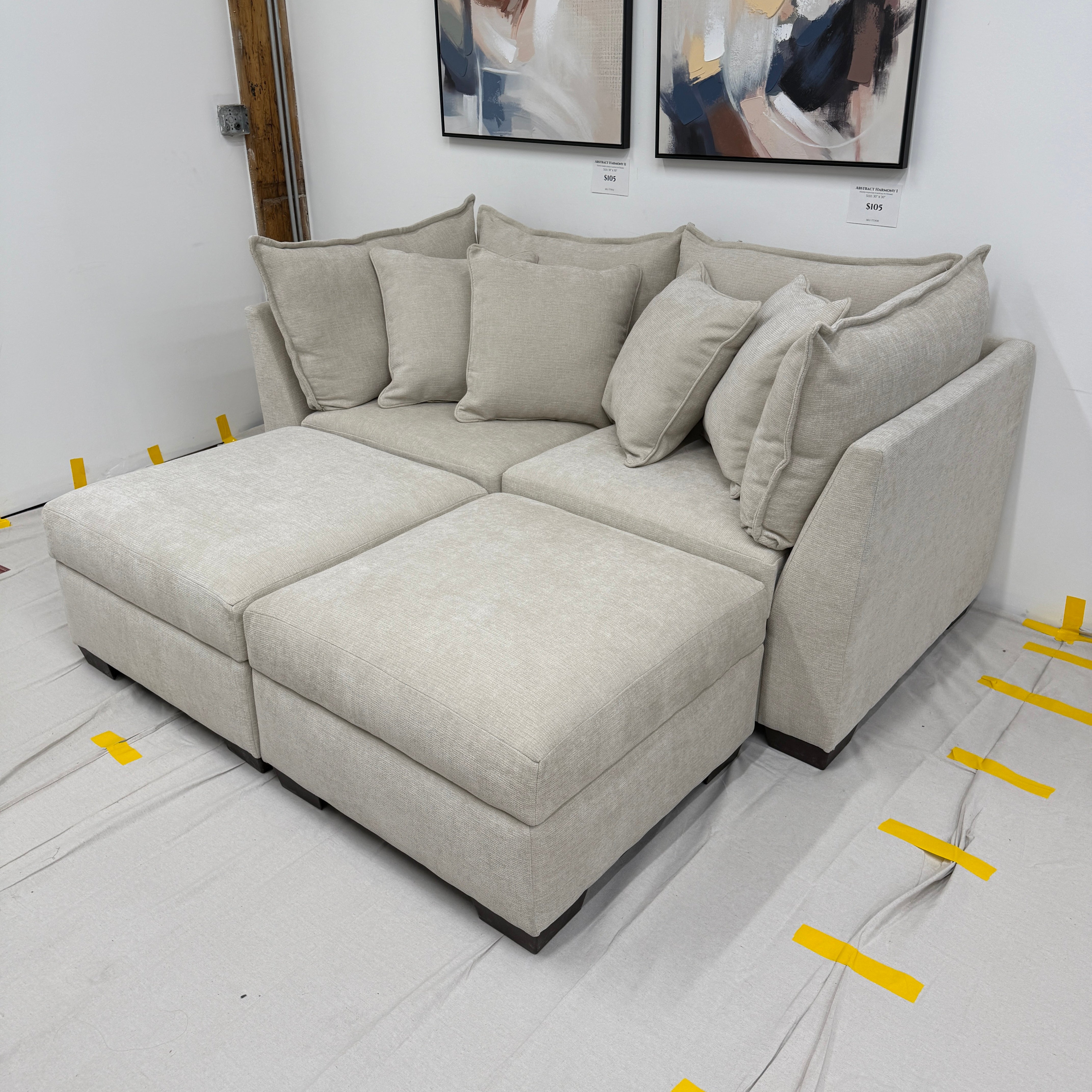 Alina 2 Pc Loveseat with Double Storage Ottomans