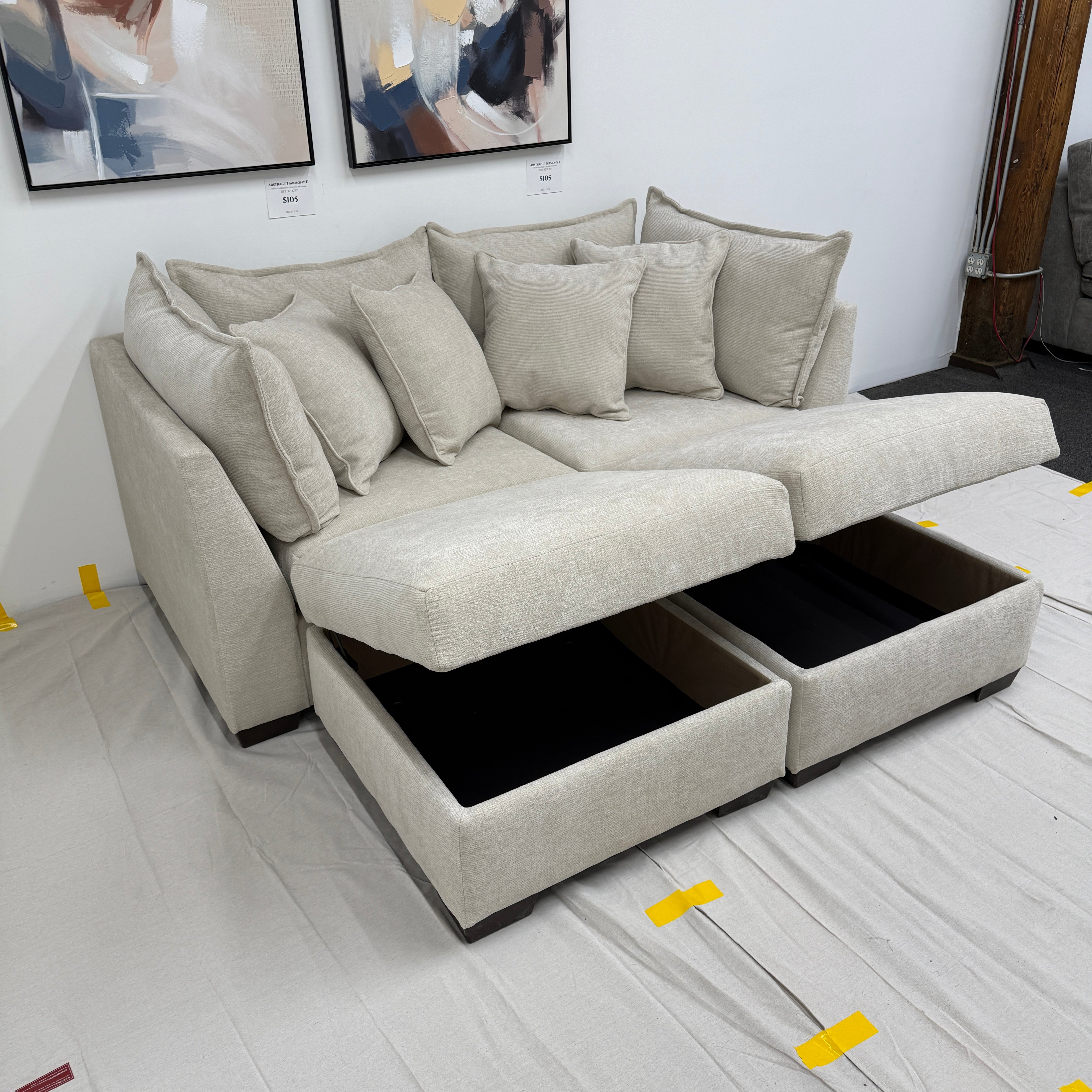 Alina 2 Pc Loveseat with Double Storage Ottomans