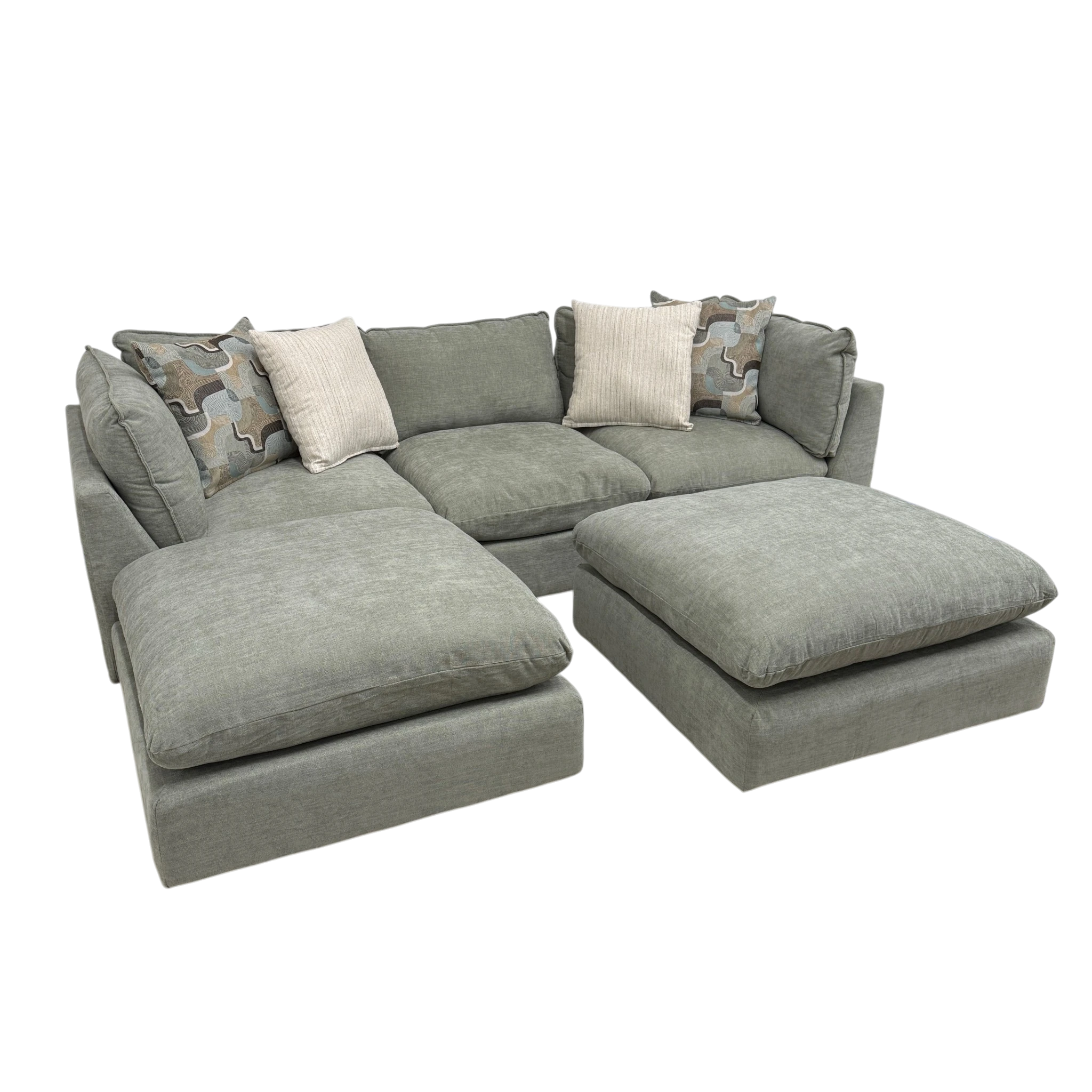Willow 3-Piece Modular Sofa with Two Ottomans