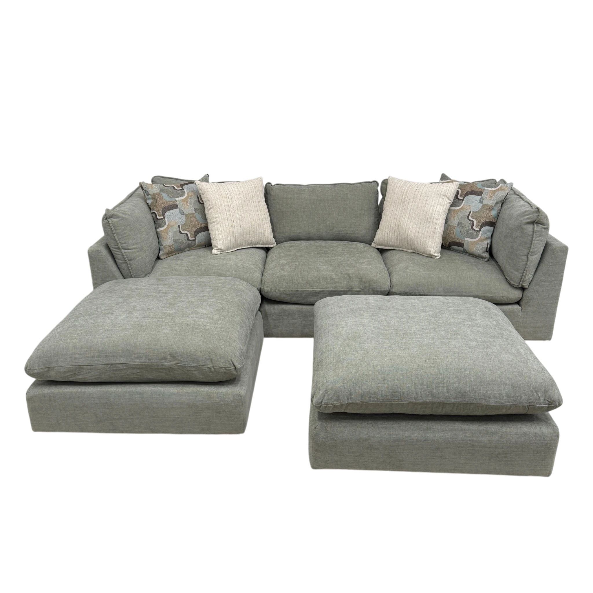 Willow 3-Piece Modular Sofa with Two Ottomans