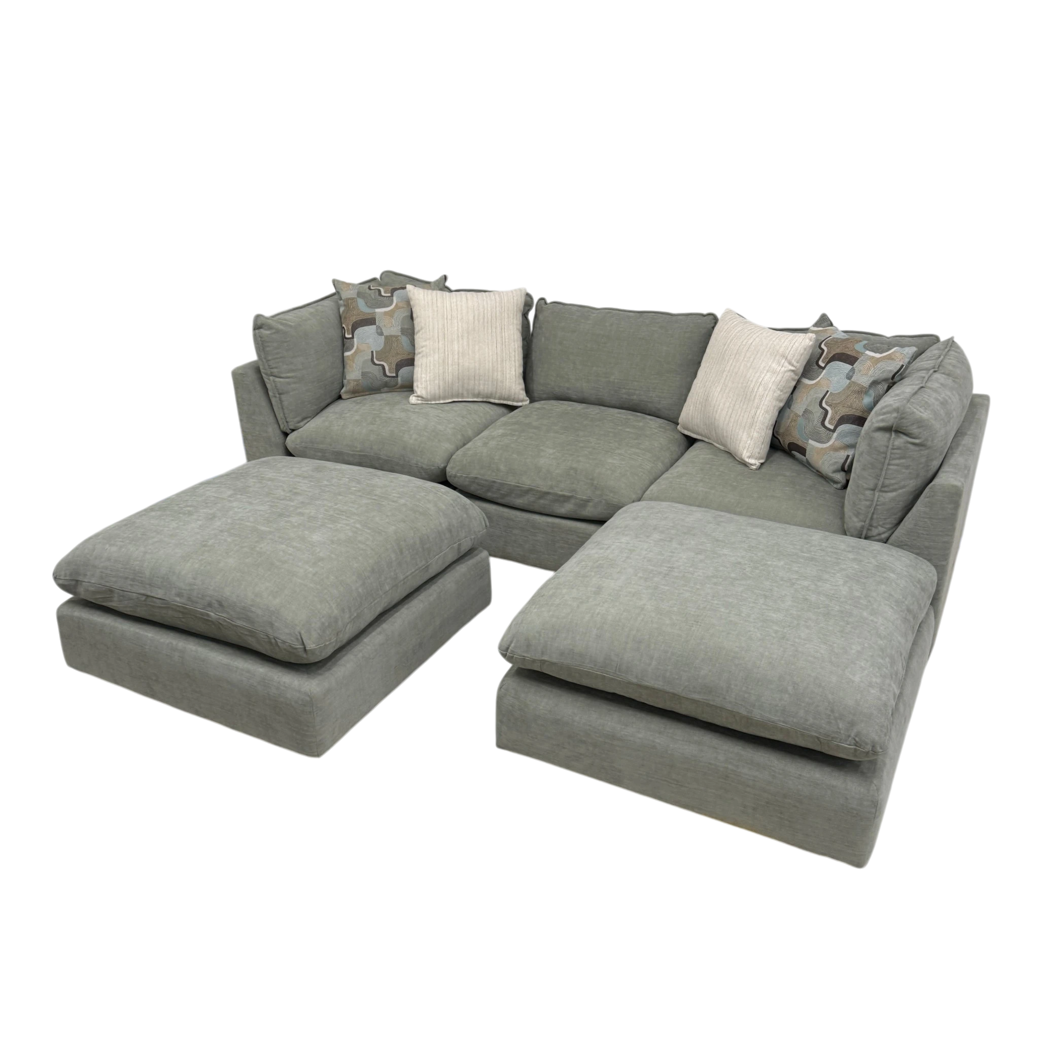 Willow 3-Piece Modular Sofa with Two Ottomans