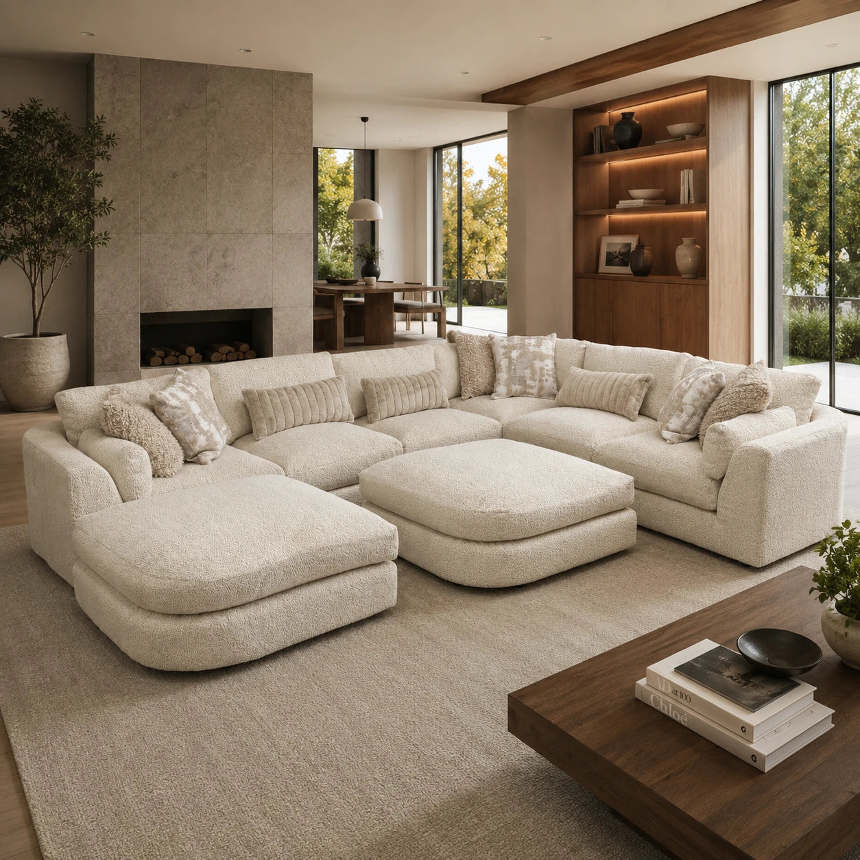 Juniper 6-Piece U-Shape Sectional with 2 Ottomans