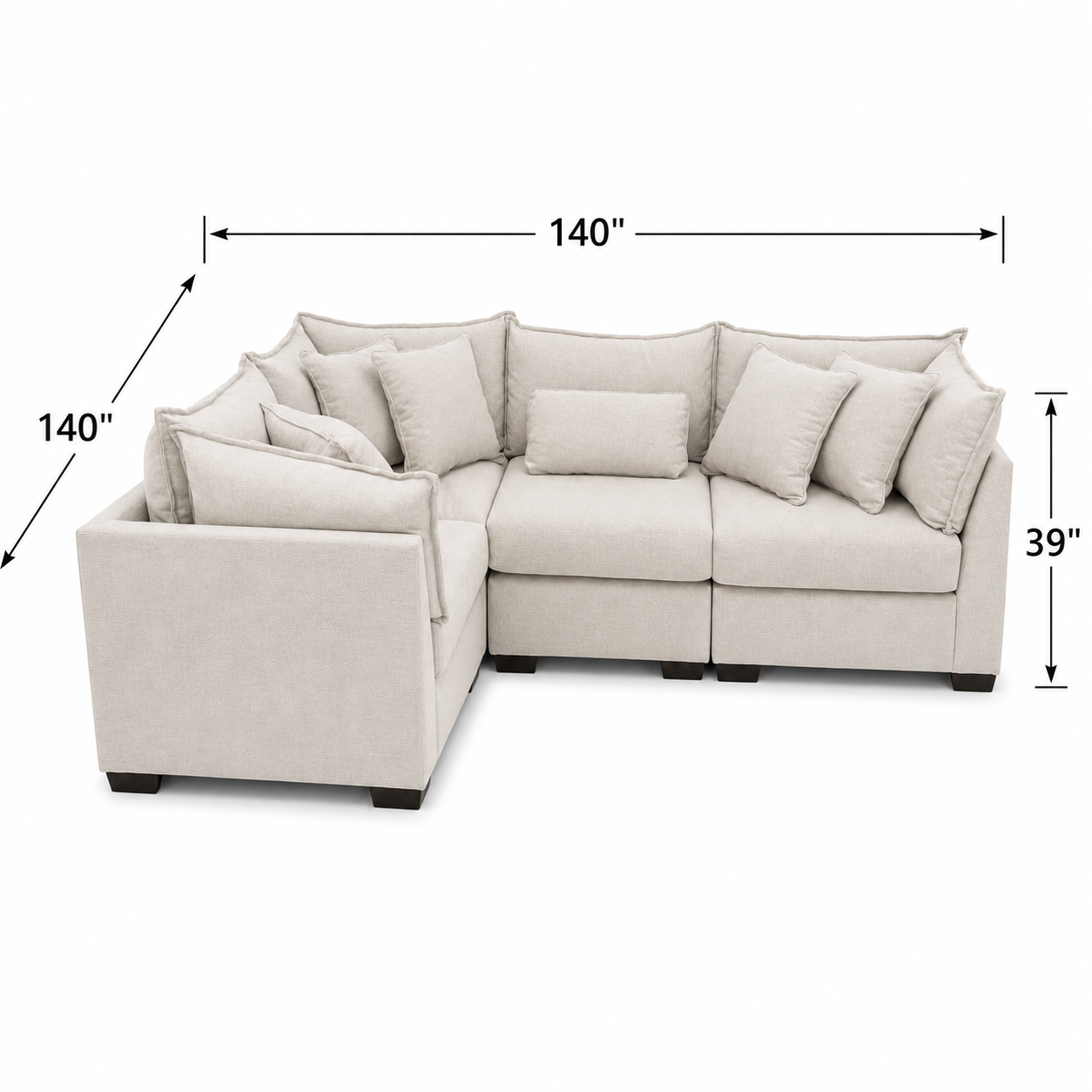 Alina 4 Pc Corner Sectional in Ivory