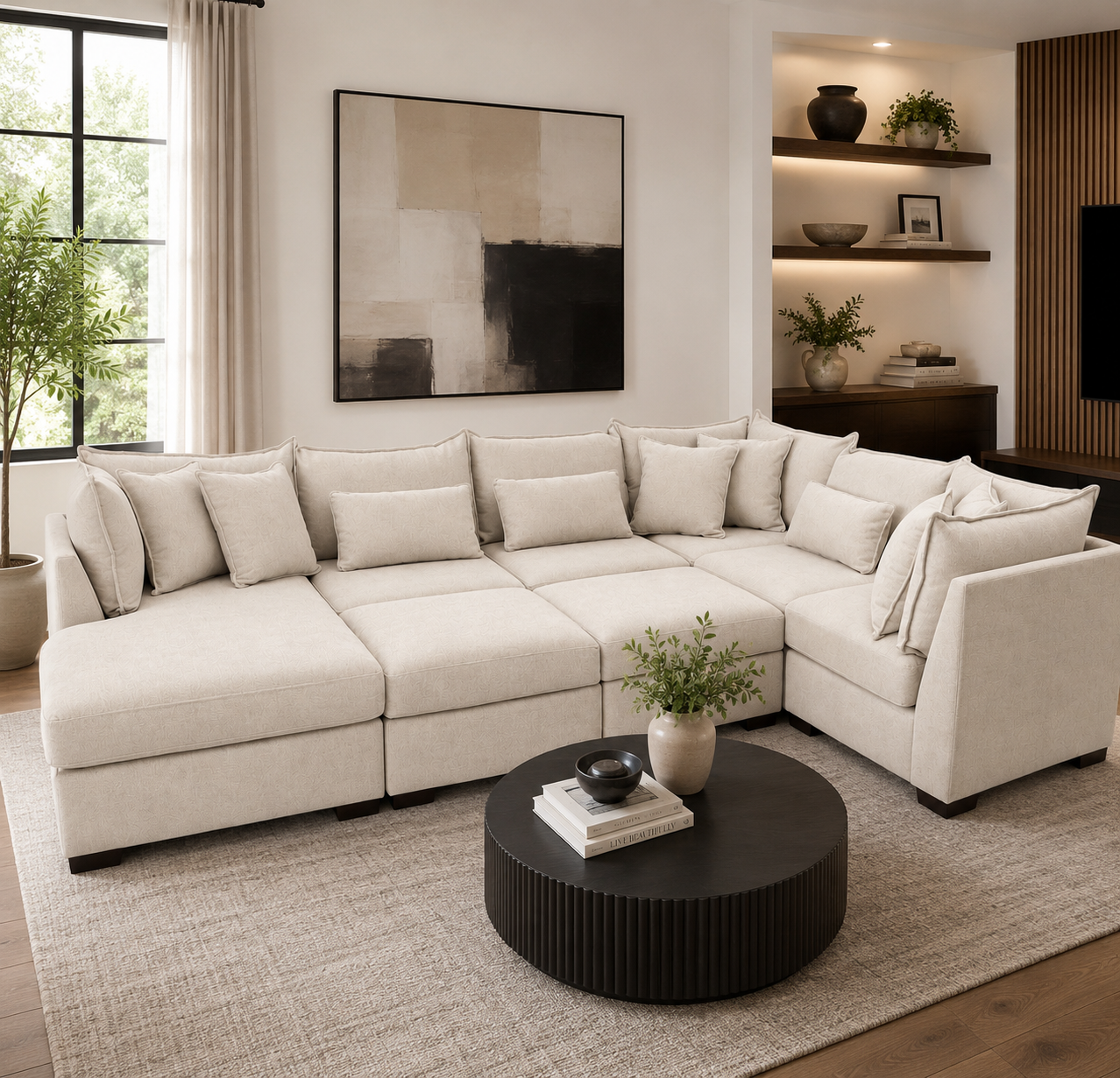 Alina 6 Pc Left Chaise U Shape Sectional with Double Storage Chaise