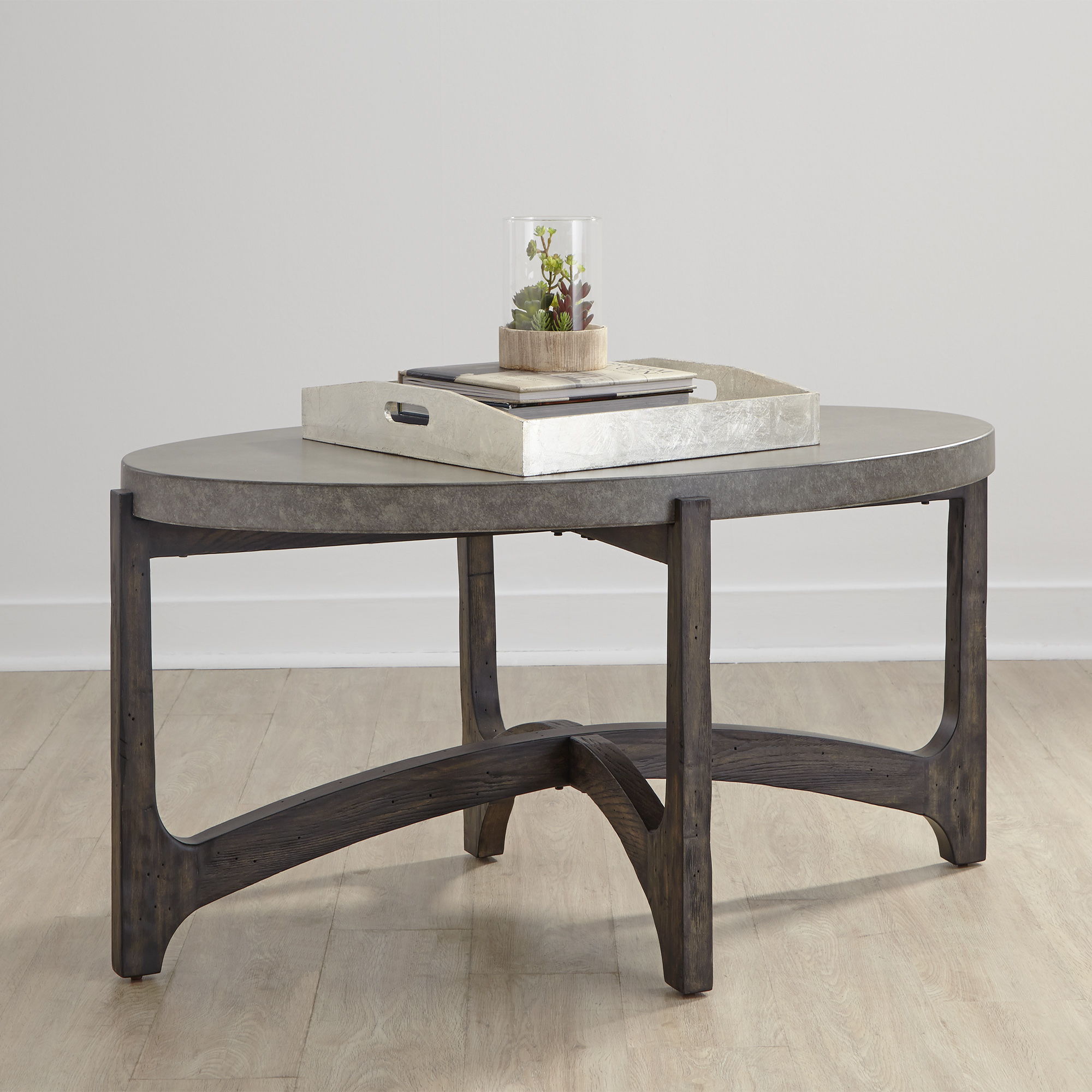 Cascade - Oval Cocktail Table - Wirebrush Rustic Brown