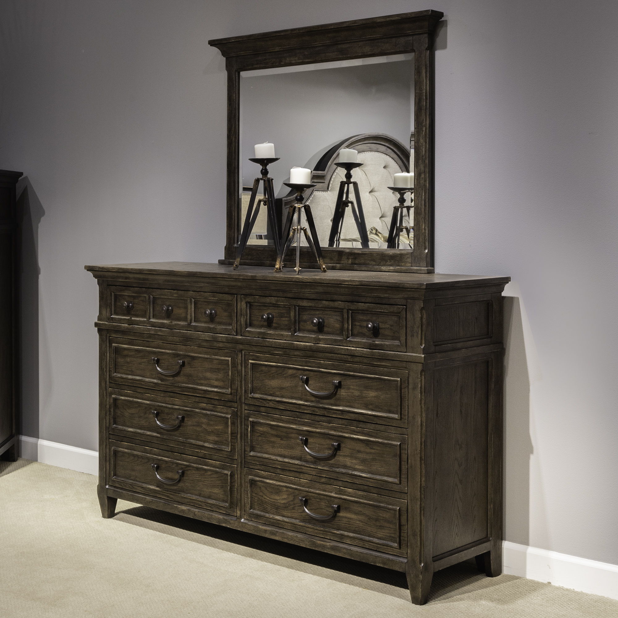 Paradise Valley - Dresser & Mirror - Saddle Brown