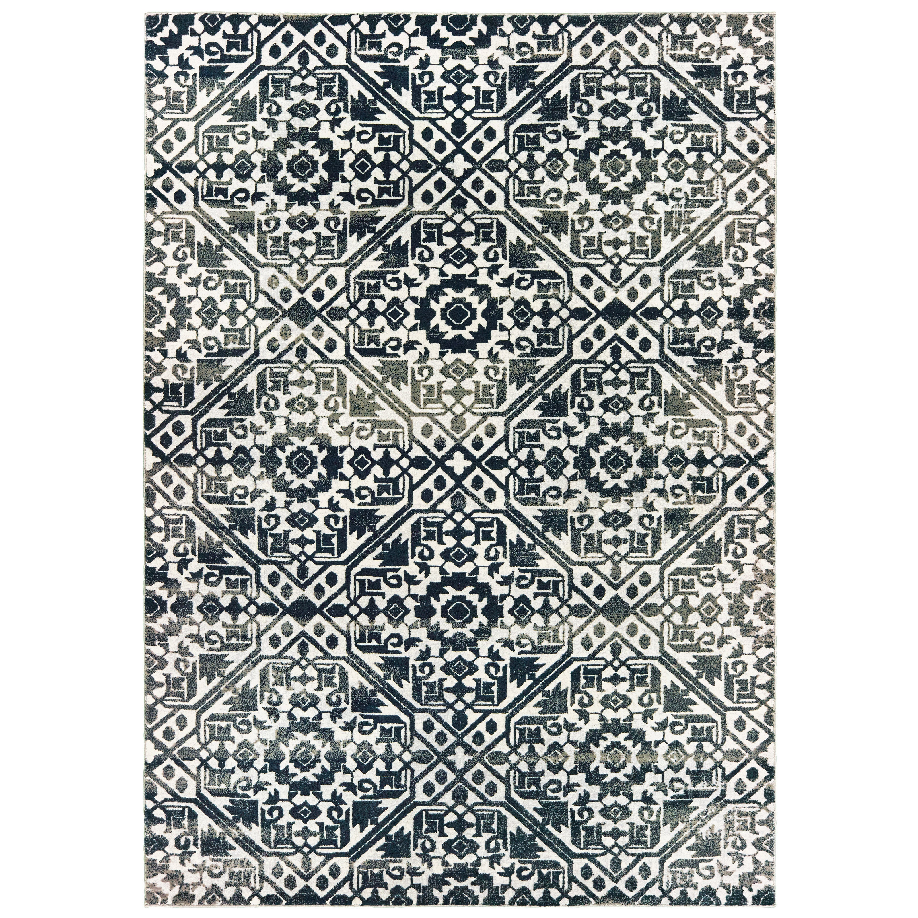 Oriental Weavers Bowen 73J Ivory/Navy Area Rug