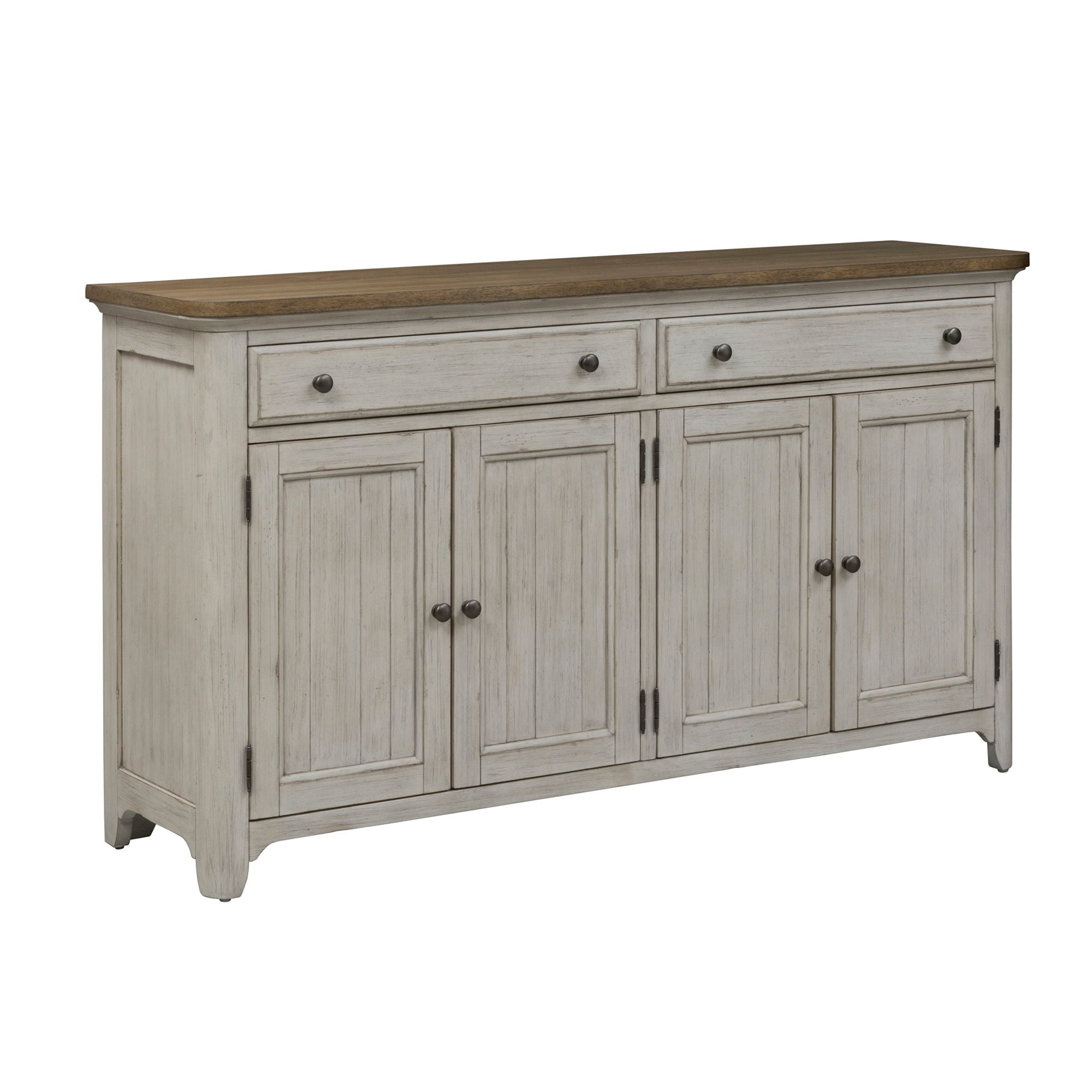 Farmhouse Reimagined - Server - Antique White / Chestnut Tops
