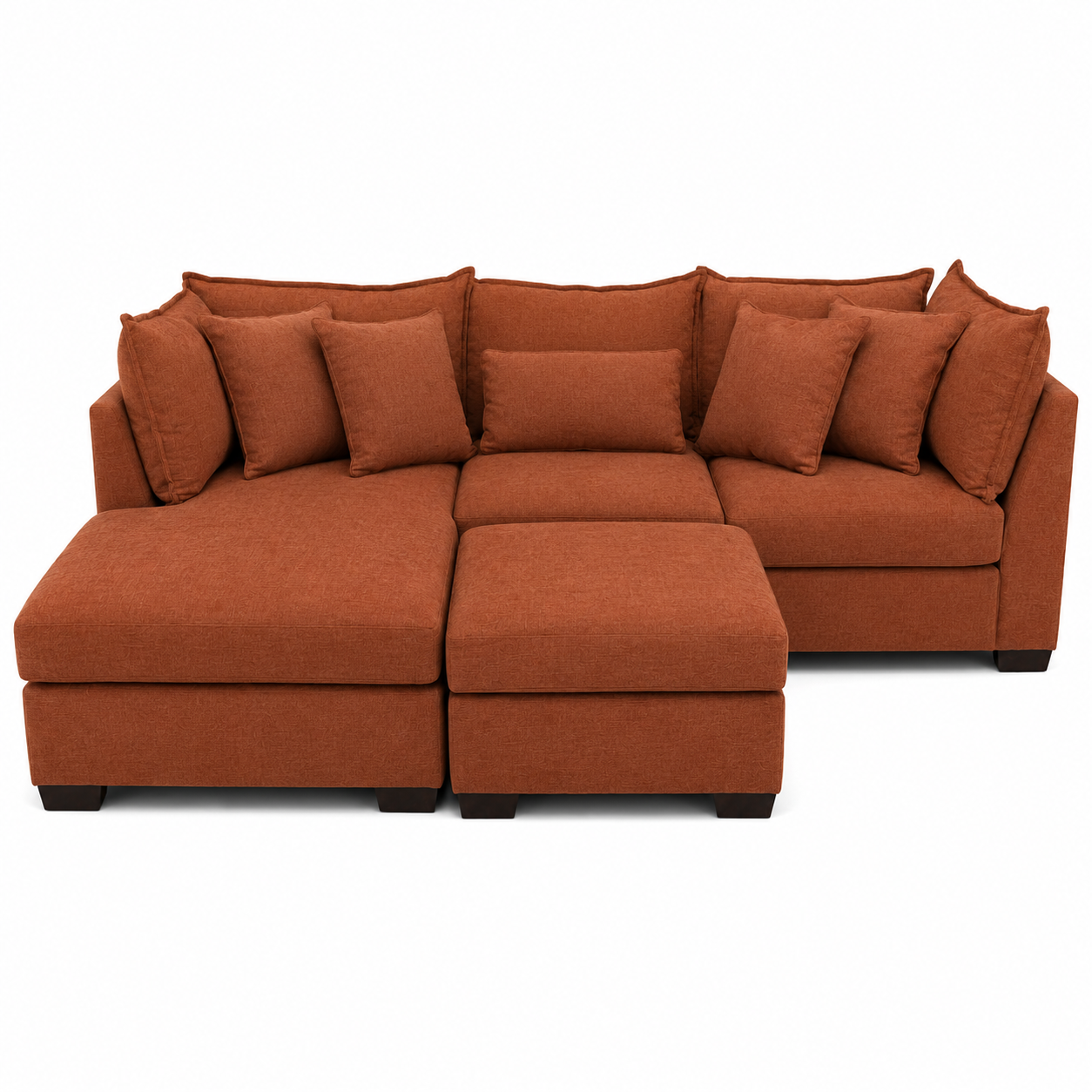 Alina 3 Pc Left Chaise Sectional with Storage Ottoman in Ivory