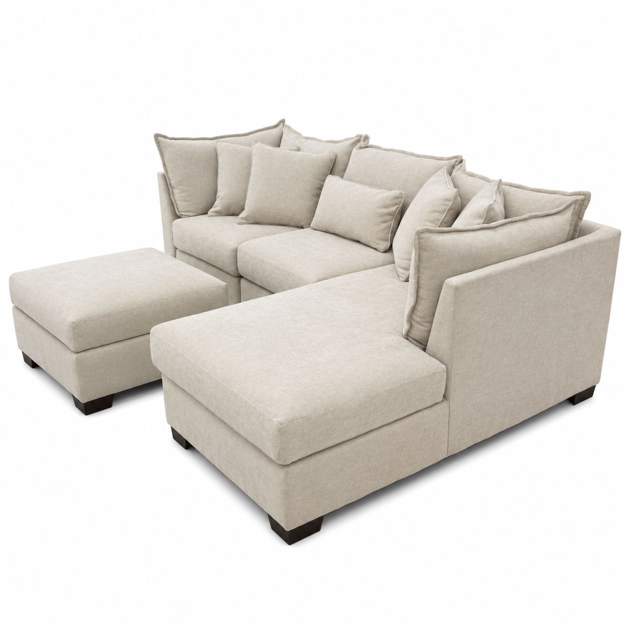 Alina 3 Pc Right Chaise Sectional with Storage Ottoman