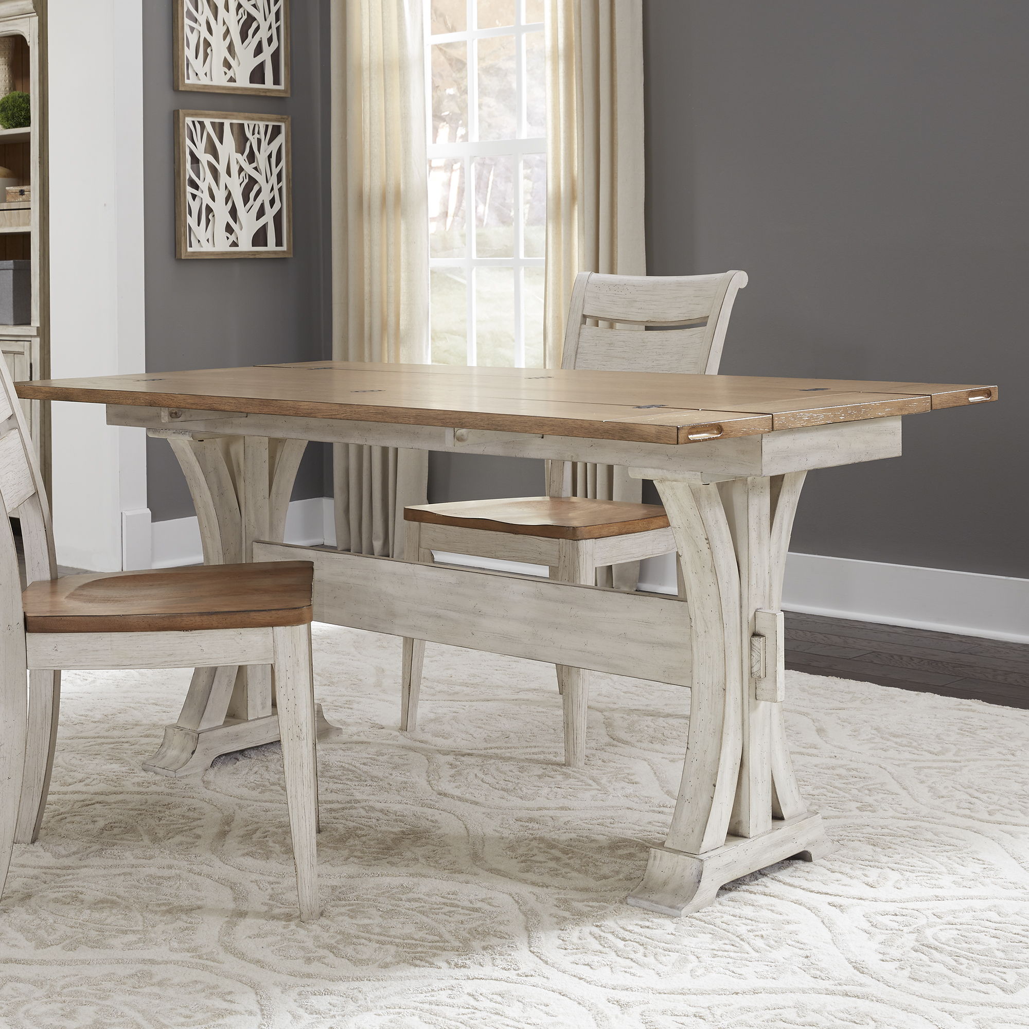 Farmhouse Reimagined - Flip Lid Sofa Table - Antique White / Chestnut Tops
