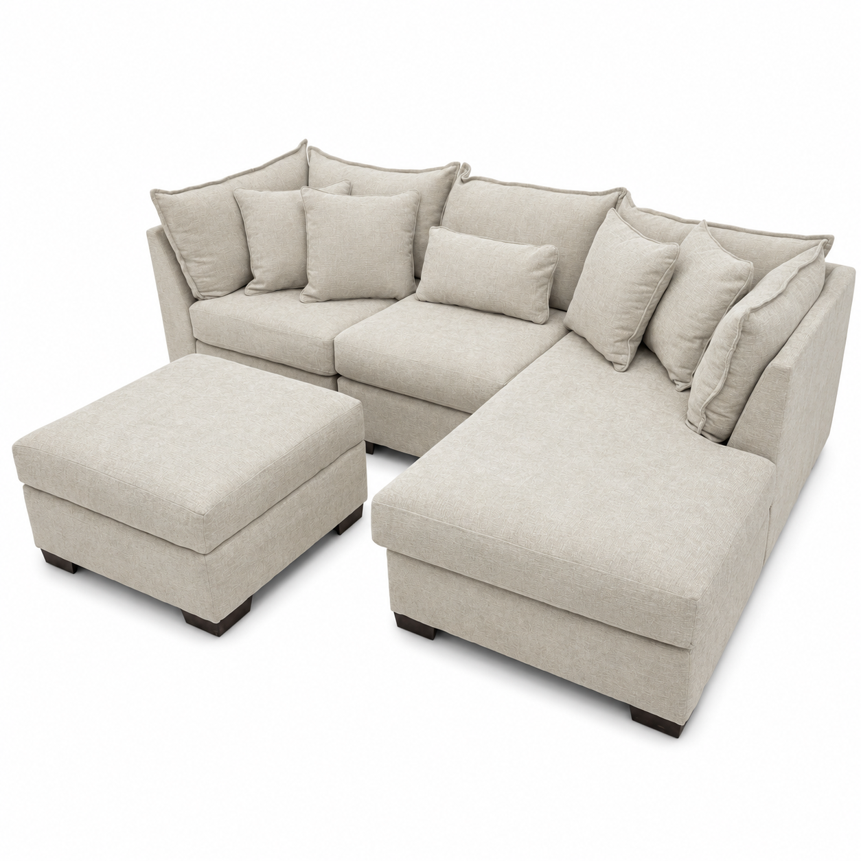 Alina 3 Pc Right Chaise Sectional with Storage Ottoman