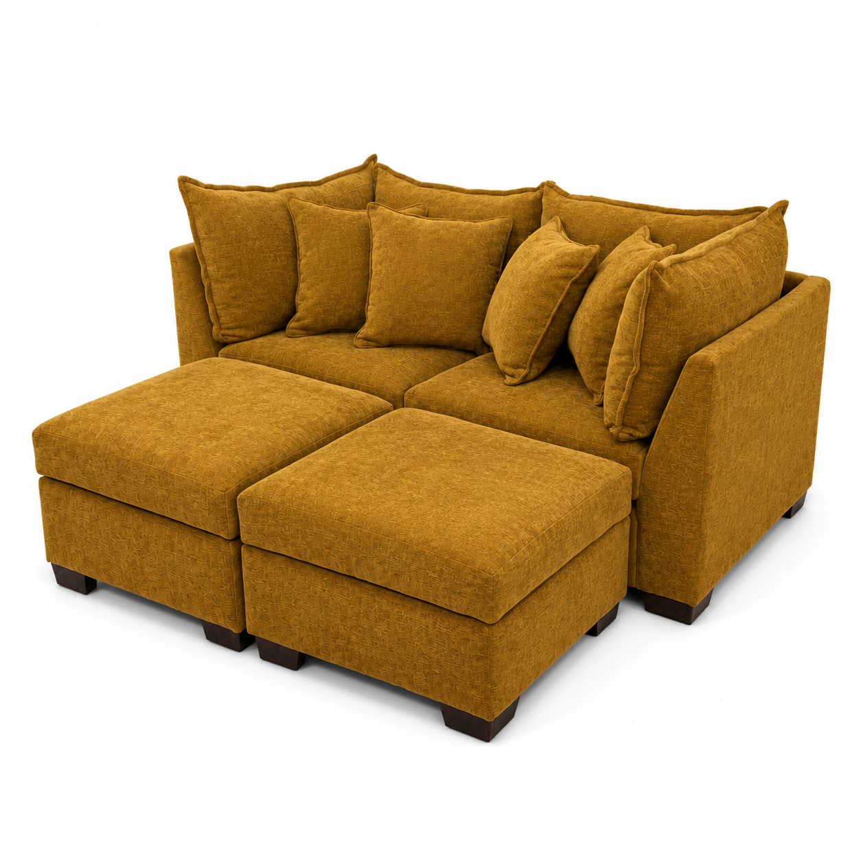 Alina 2 Pc Loveseat with Double Storage Ottomans