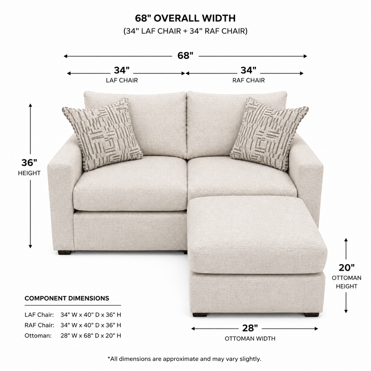 Parker 2 Pc Loveseat with Ottoman