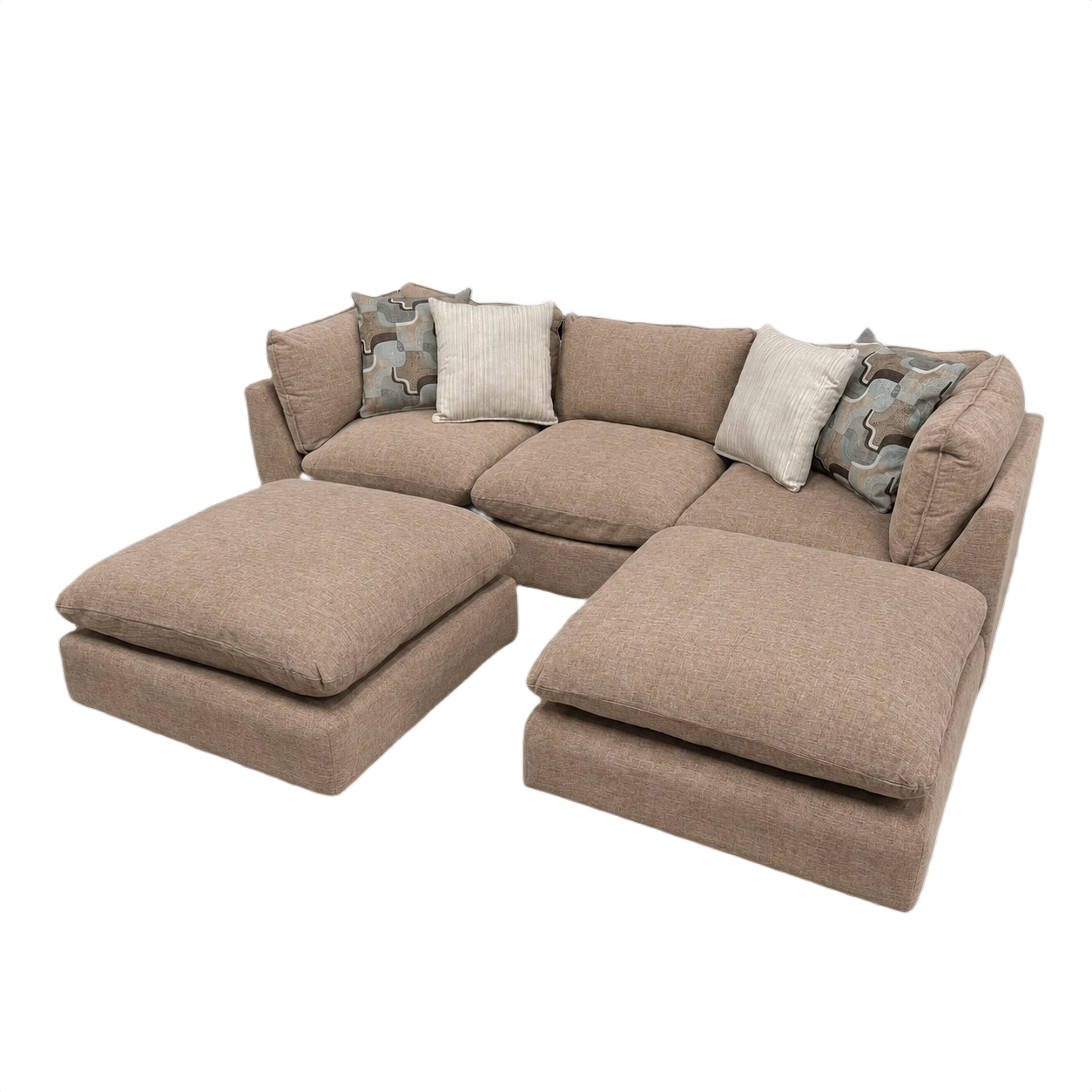 Willow 3-Piece Modular Sofa with Two Ottomans