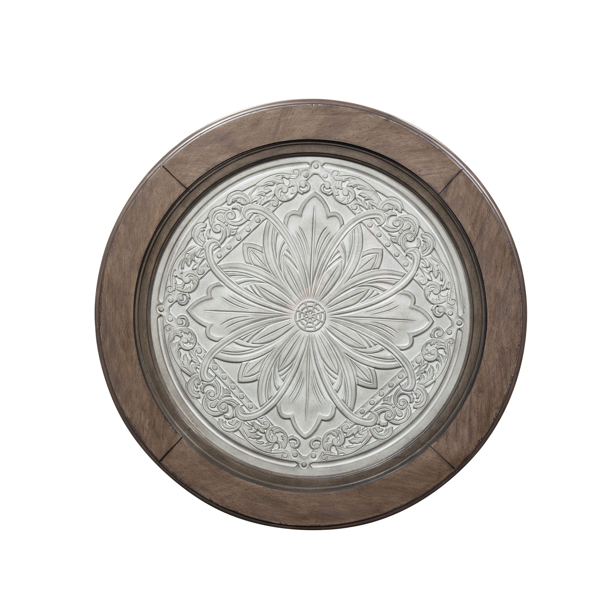 Heartland - Round Ceiling Tile Cocktail Table - Antique White / Tobacco Tops