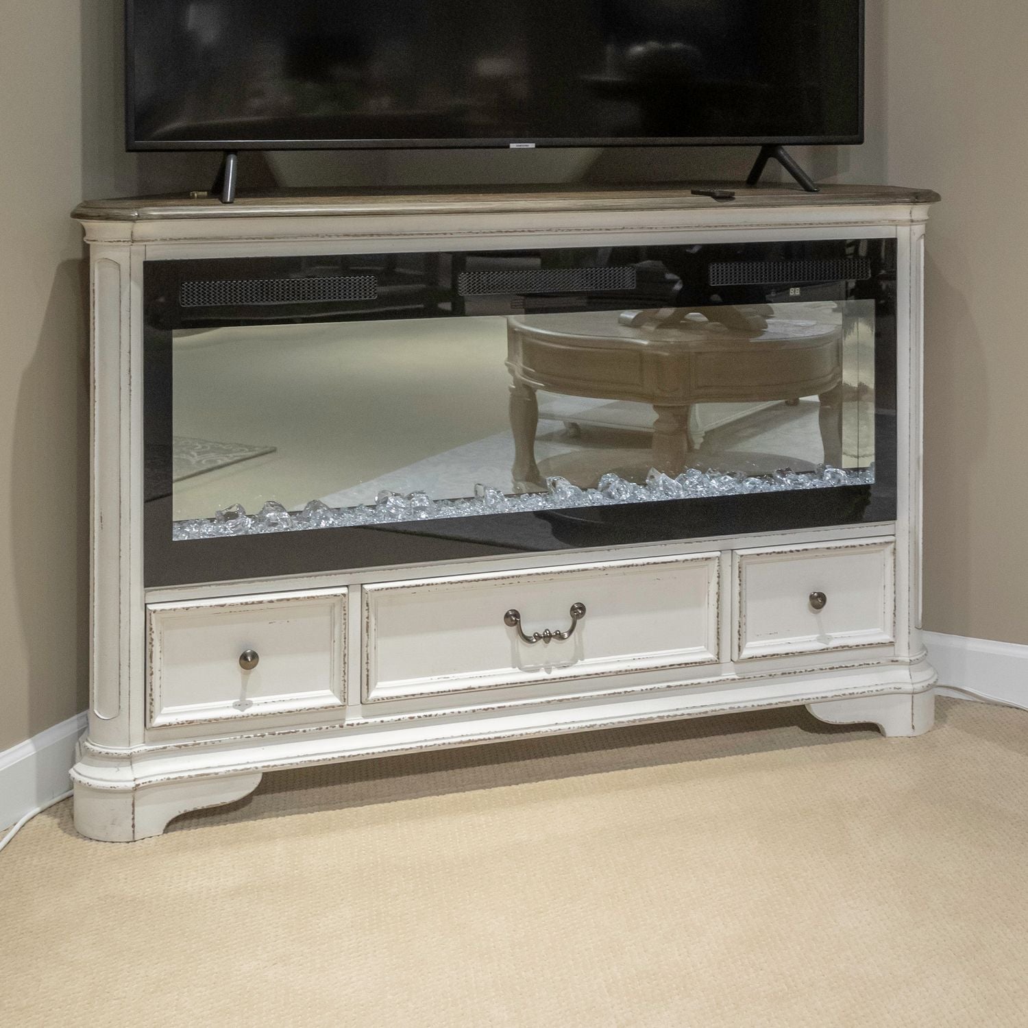 244 58 Inch Corner Console w/ Fire FTS