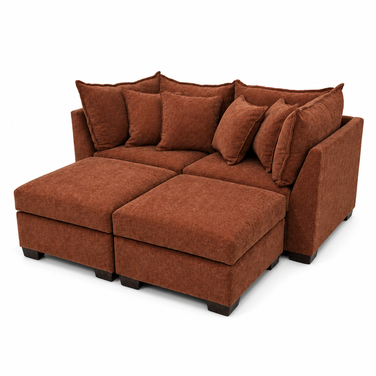 Alina 2 Pc Loveseat with Double Storage Ottomans
