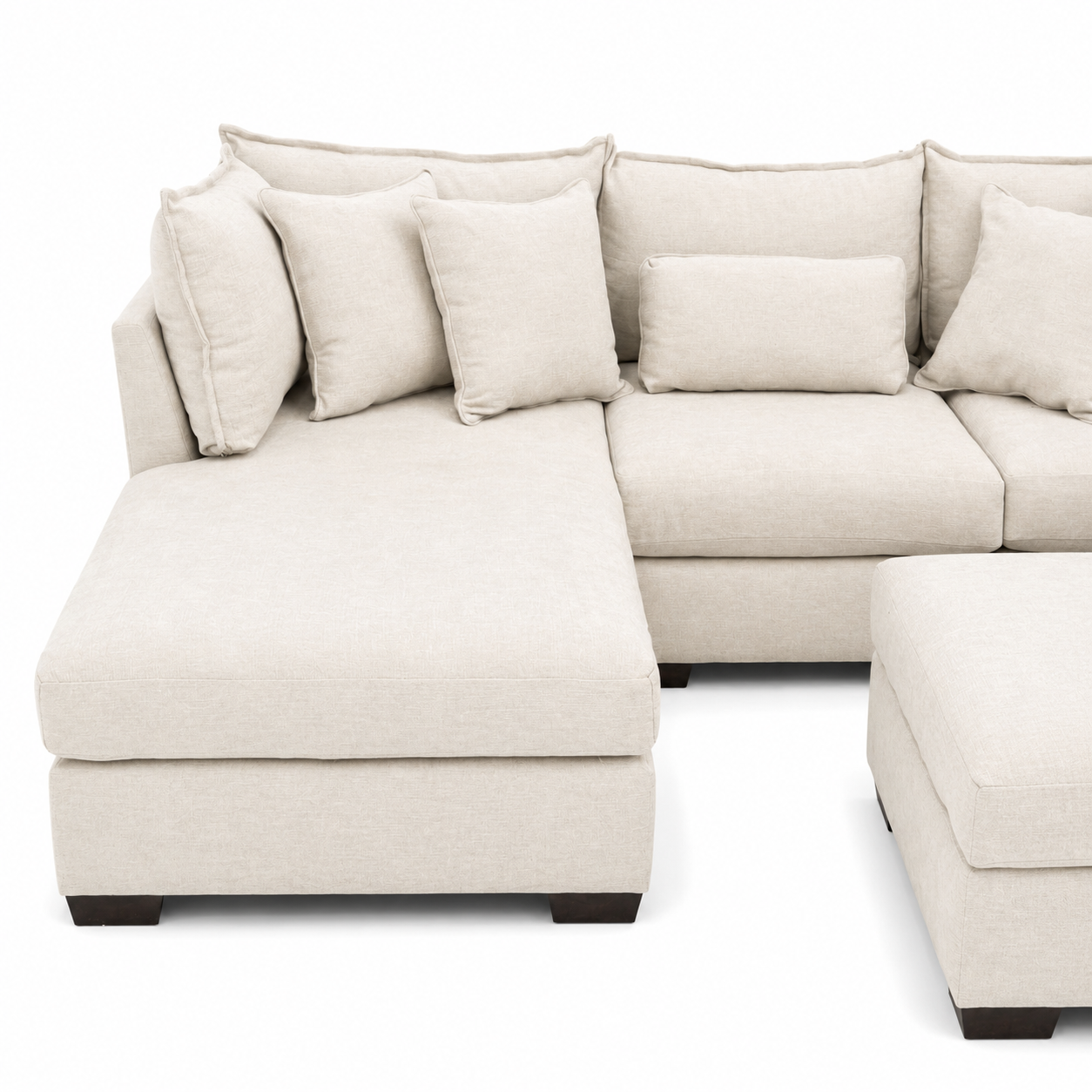 Alina 3 Pc Left Chaise Sectional with Storage Ottoman in Ivory