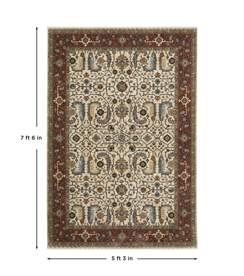 Oriental Weavers Aberdeen 144D Ivory/Red Area Rug