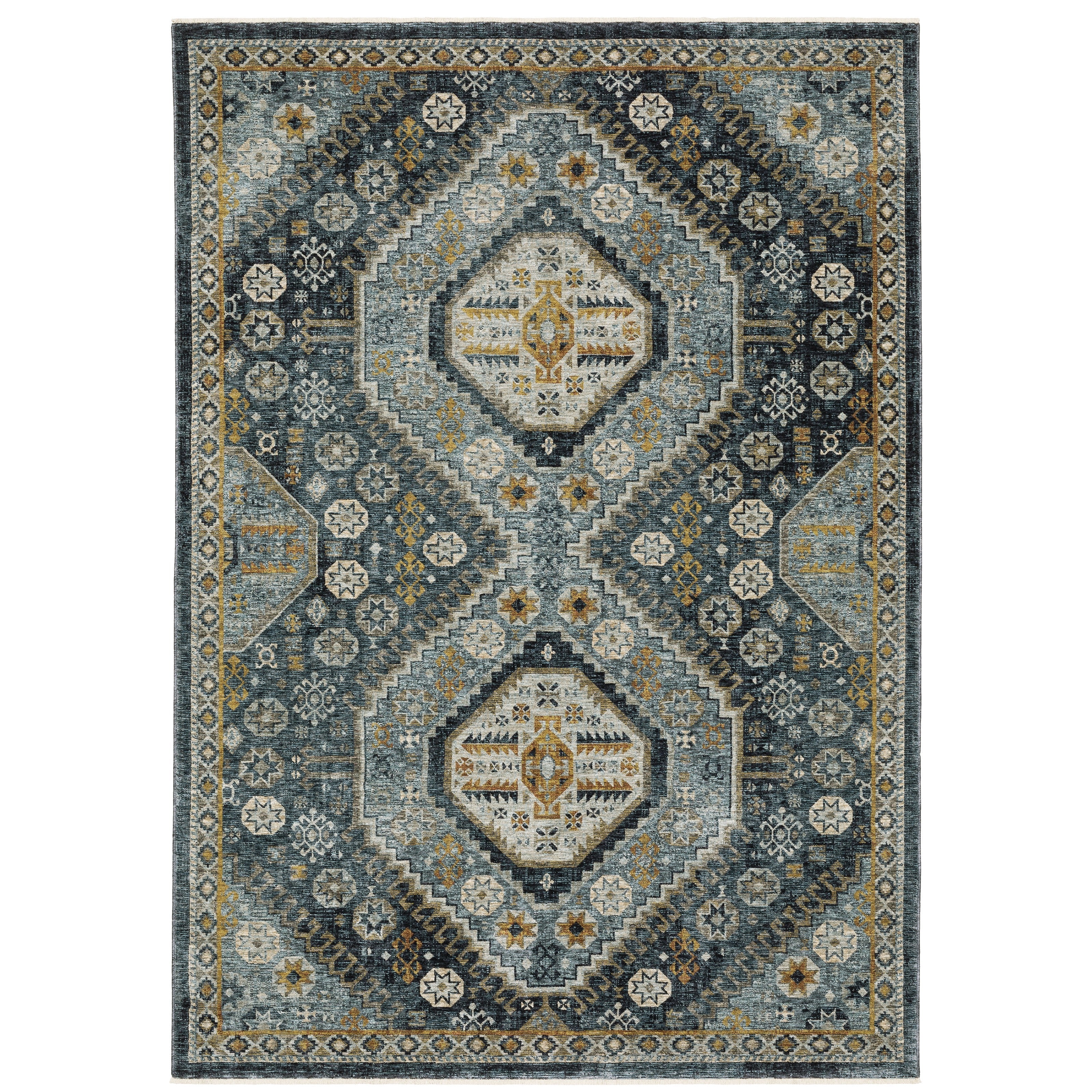 Oriental Weavers Aberdeen 7150B Blue/Gold Area Rug