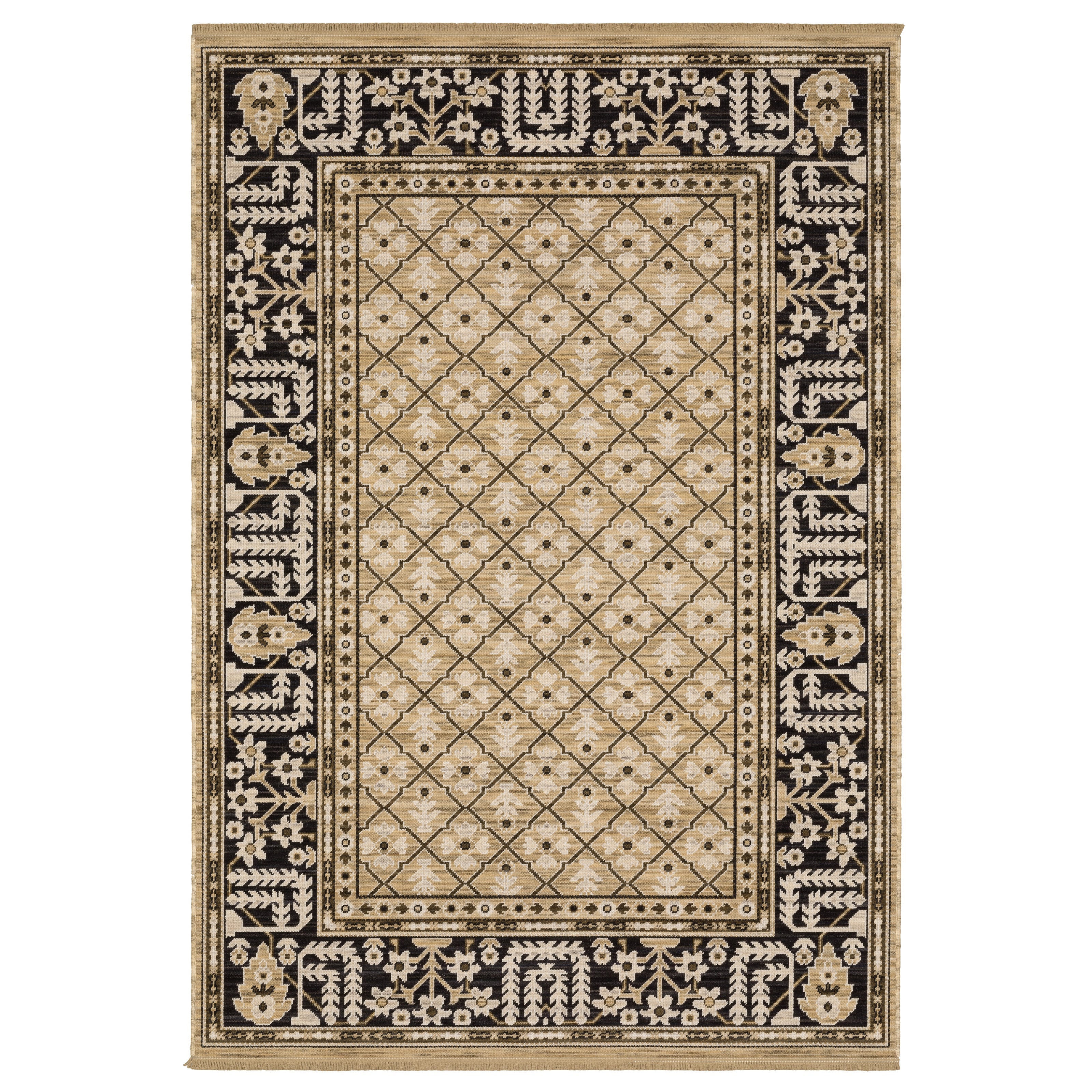 Oriental Weavers Acacia ACA12 Tan/Black Area Rug