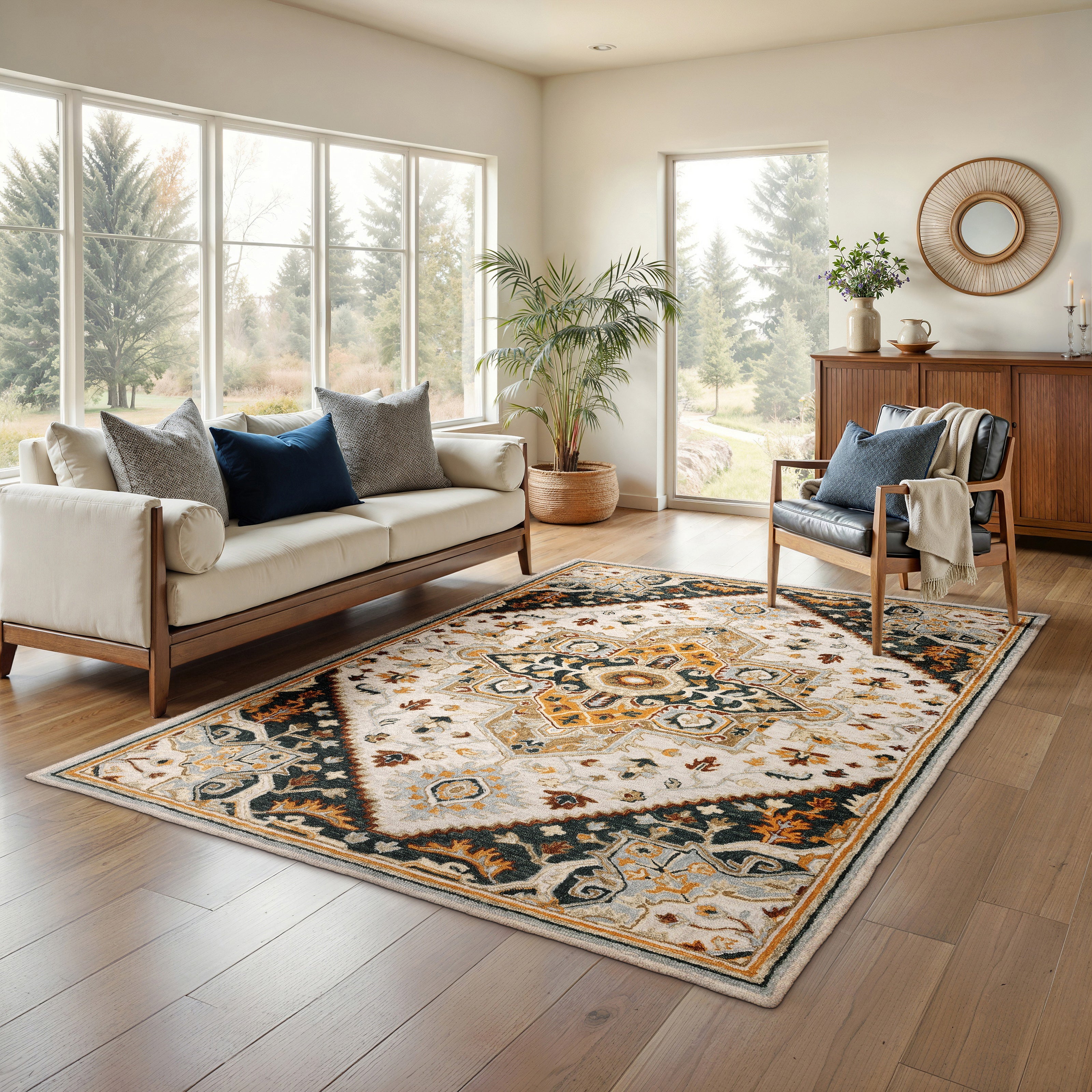 Oriental Weavers Alfresco 28407 Ivory/Charcoal Area Rug