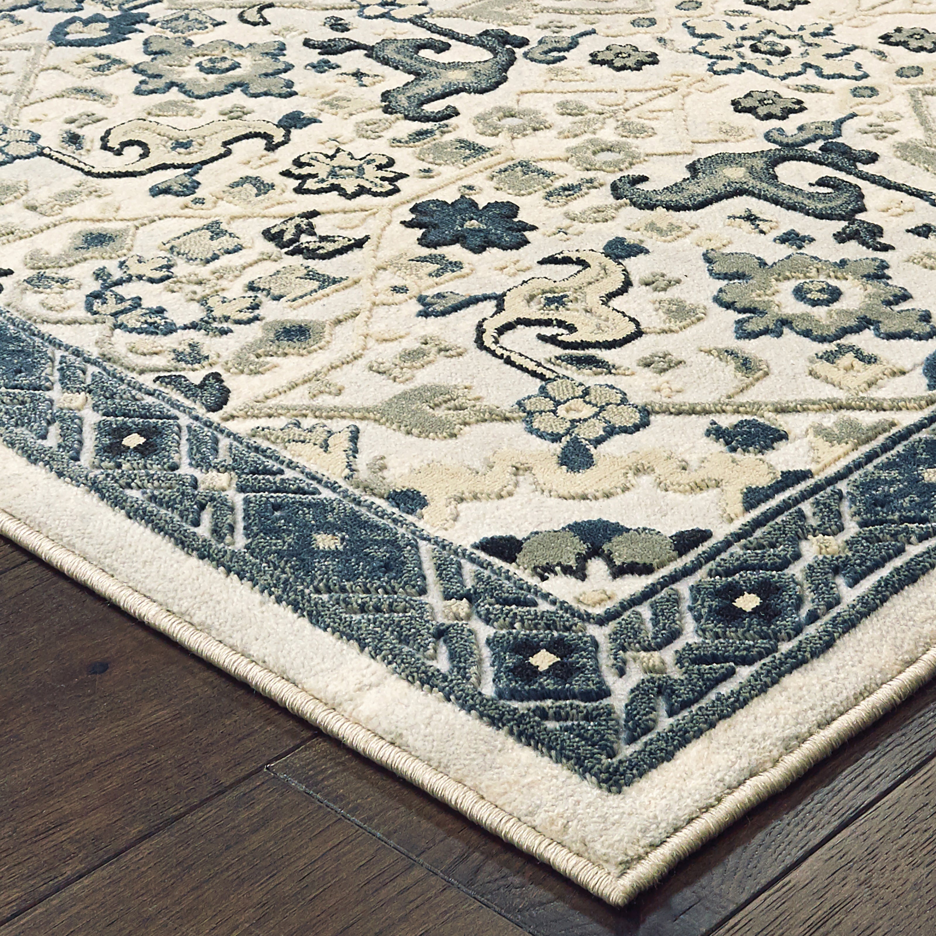 Oriental Weavers Bowen 73J Ivory/Navy Area Rug