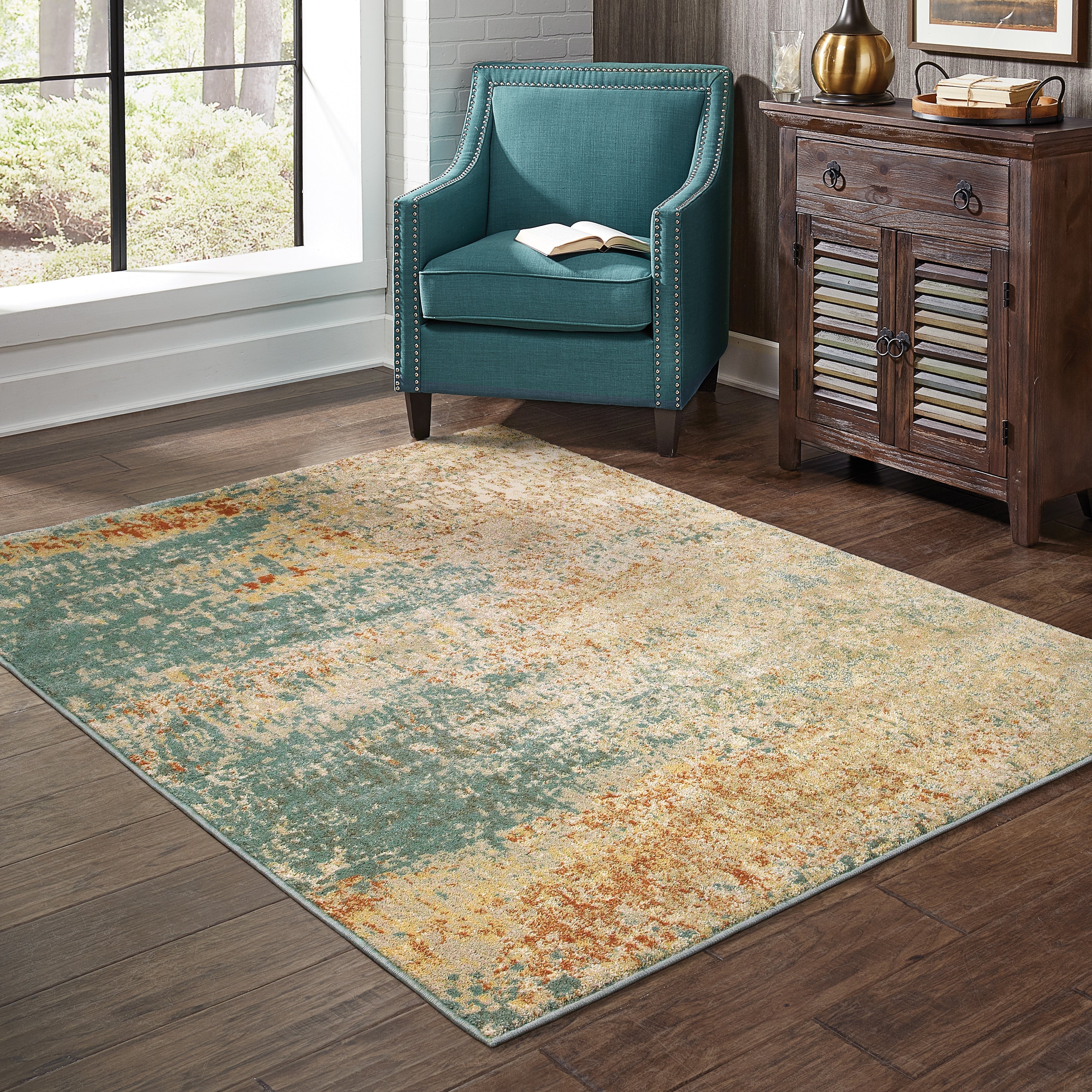 Oriental Weavers Carson 9654B Blue/Orange Area Rug